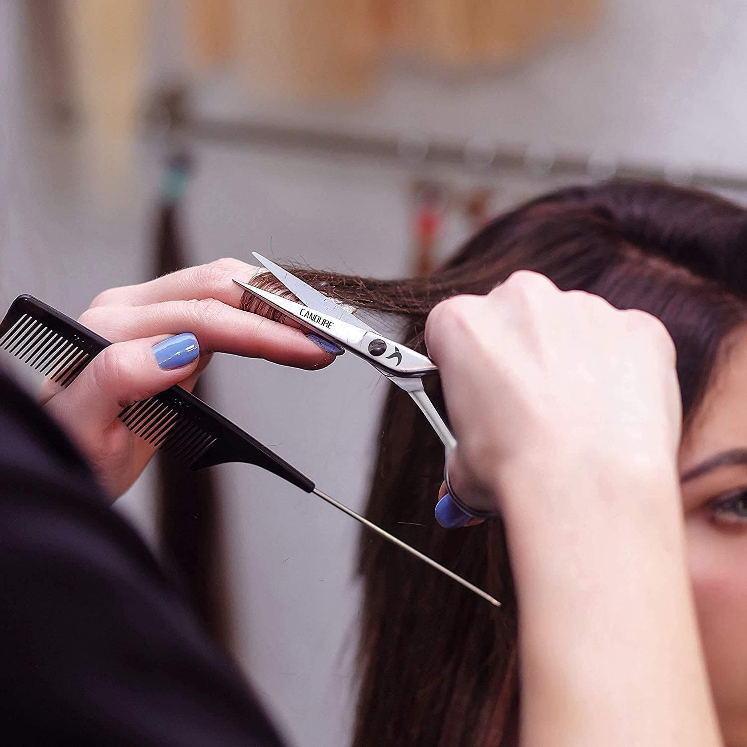 Detalle de Candure Haarschere Friseurschere Profi 6.5 Zoll – präzises Schneiden für Haare, Bart und Tierhaar
