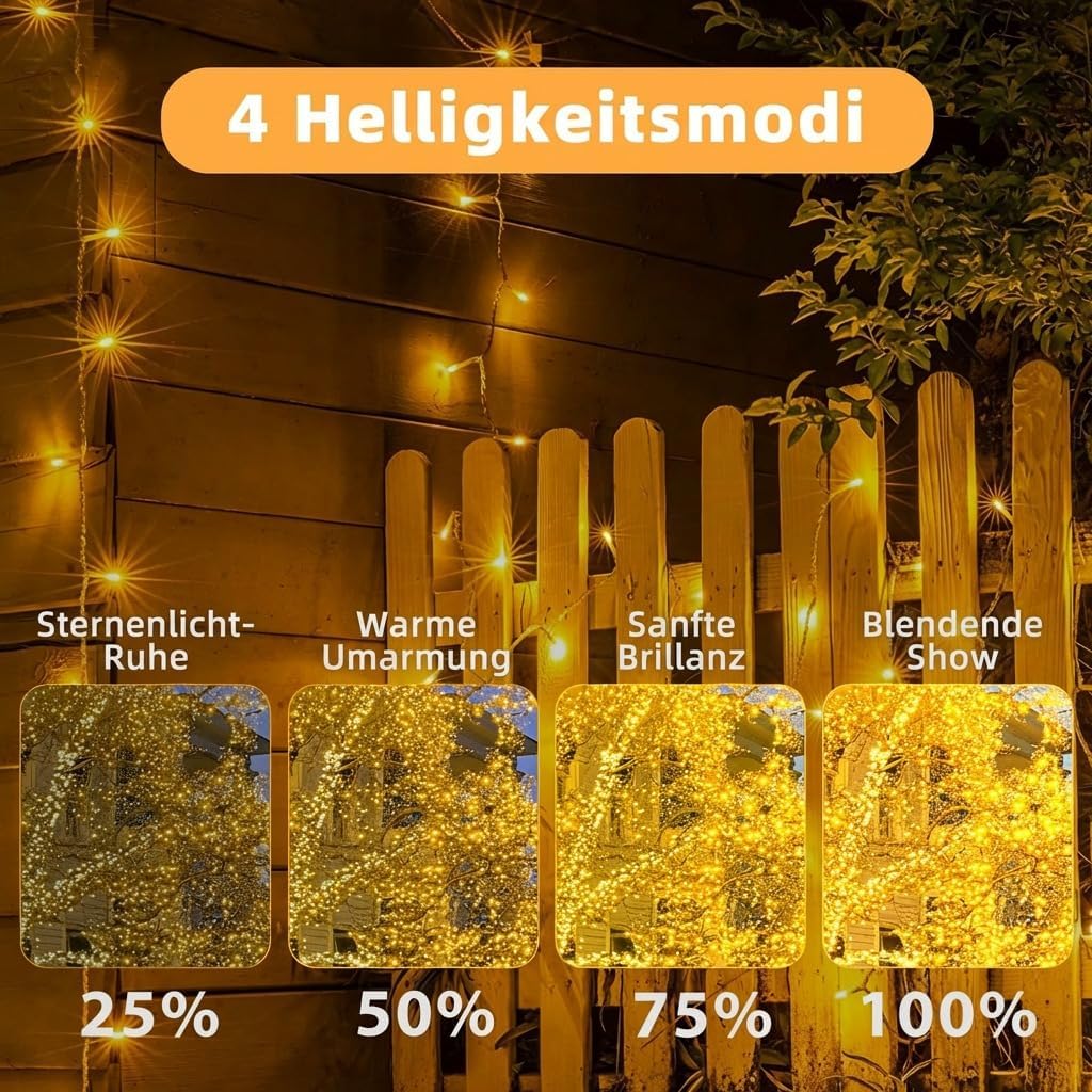 Detalle de XmasBokeh LED Lichterkette Außen 20 m (200 warmweiße LEDs) mit Fernbedienung & Timer