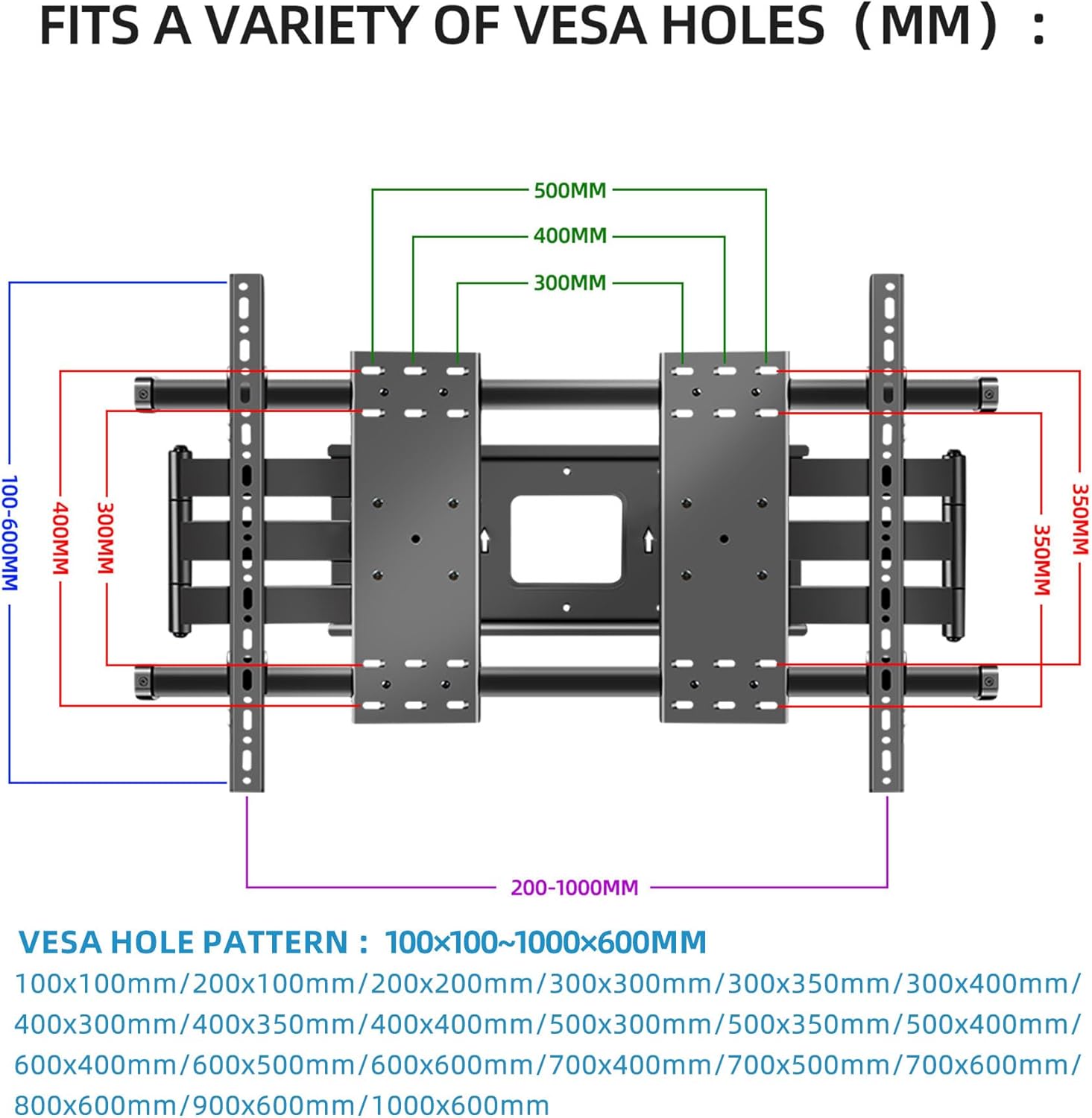 Thumbnail 4 de HILLPORT DY1000 heavy duty TV wall bracket for 75–120 inch TVs (VESA up to 1000 x 600 mm)