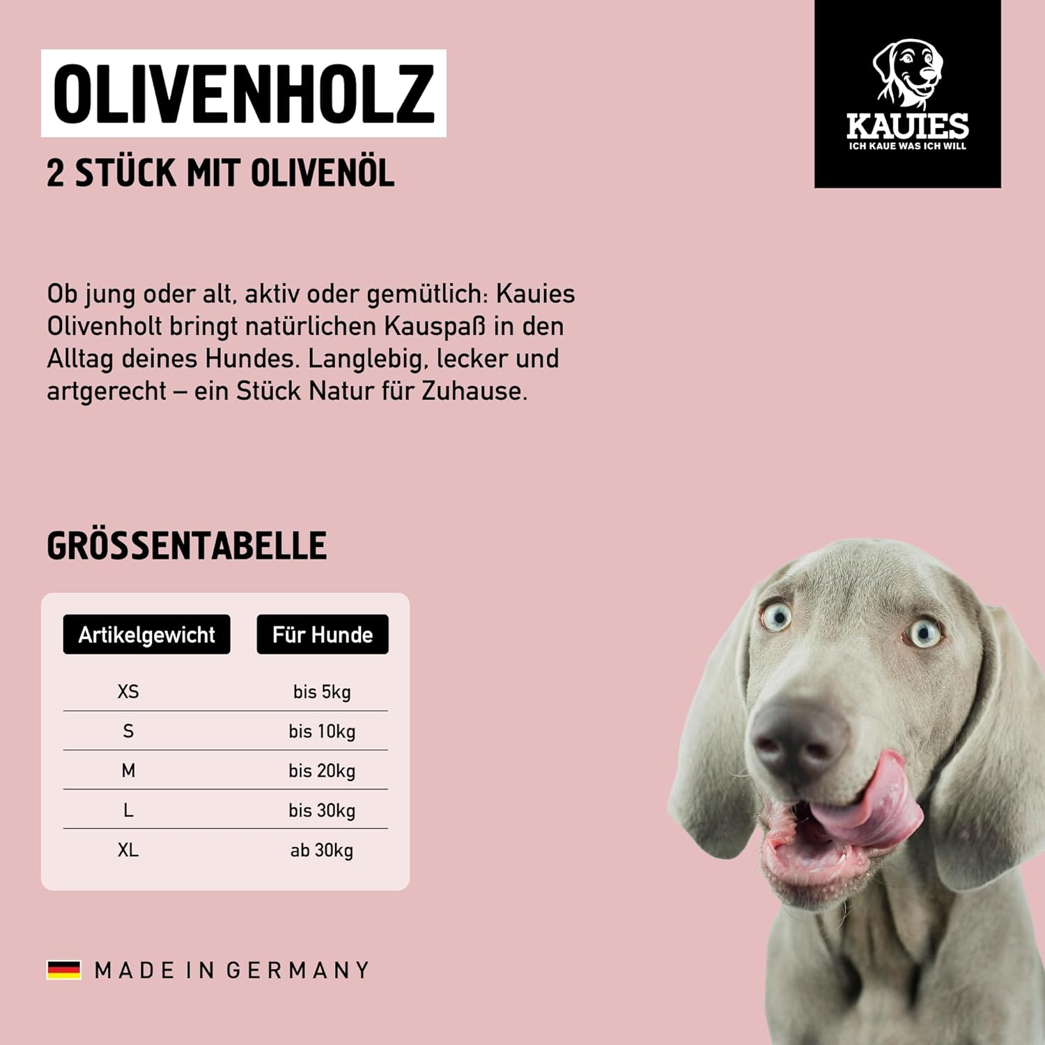 Thumbnail 3 de Kauies Olivenholz Kaustab für Hund mit Olivenöl (vegan, kalorienfrei) – 2er Pack, Größe S bis 10 kg