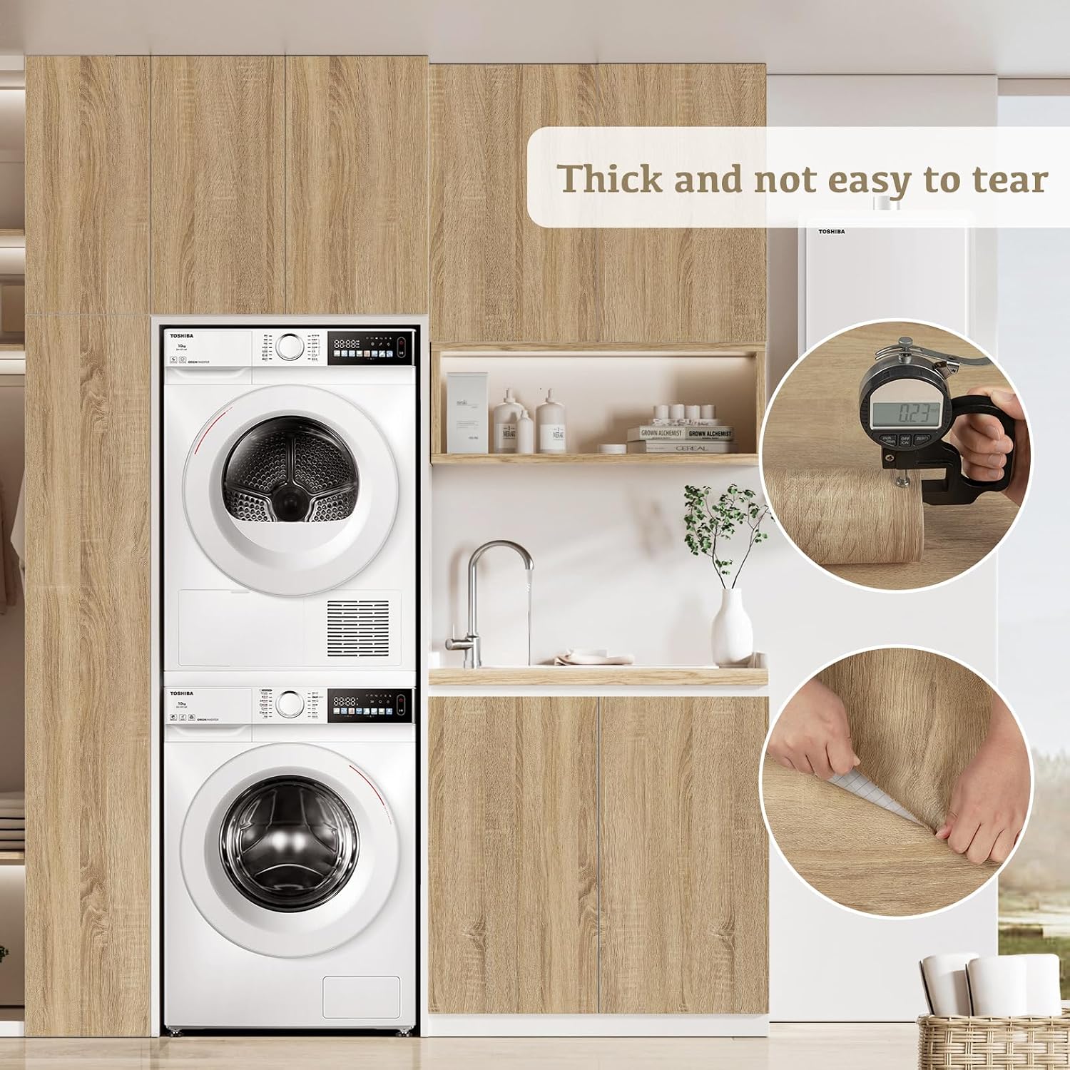 Thumbnail 4 de Abyssaly Oak Brown Wood Effect Vinyl Wrap: Self-Adhesive, Removable & Durable