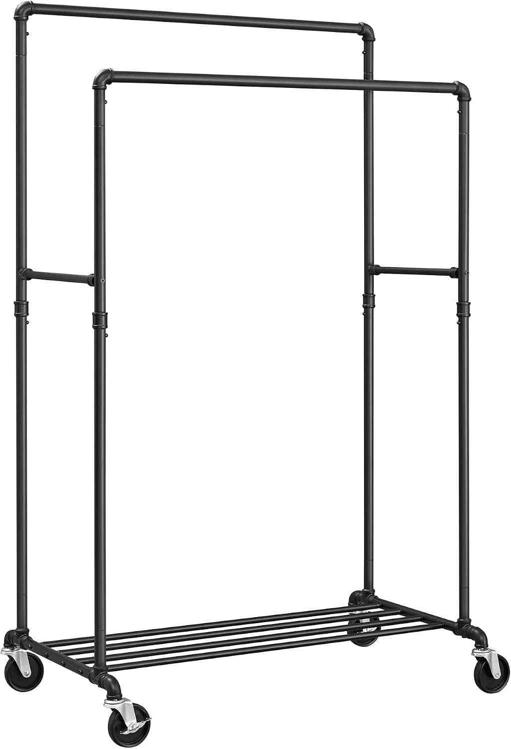 Detalle de SONGMICS HSR60B Clothes Rail on Wheels, 110 kg Capacity, Double Rails