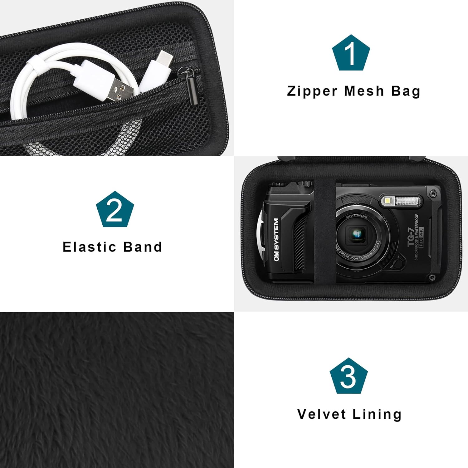 Thumbnail 4 de Canboc carrying case for OM System Tough TG-7 / Olympus TG-6 underwater camera (case only) – waterproof camera bag