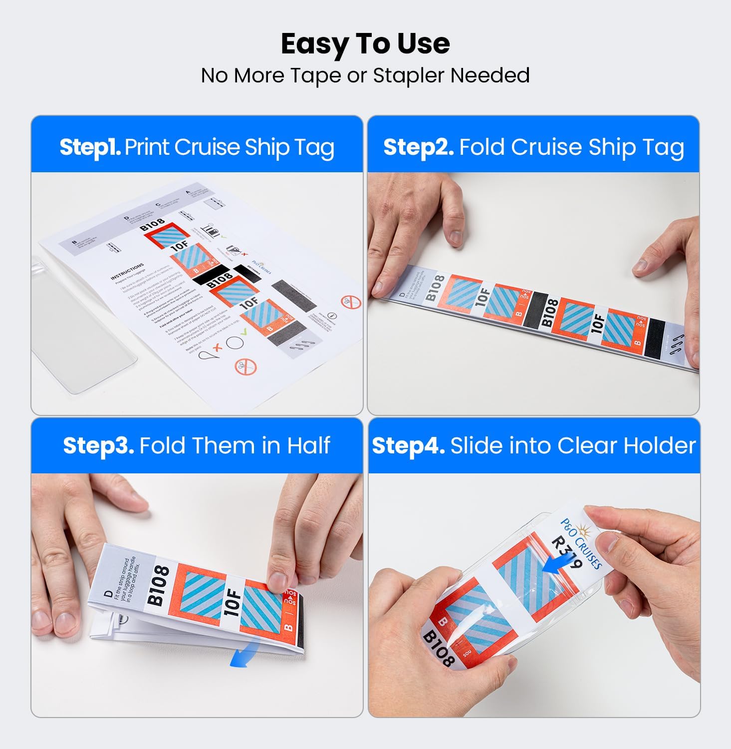 Thumbnail 5 de 6-Pack P&O Cruise Luggage Tag Holder: Waterproof Clear Tags with Cruise Lanyards for P&O Ships (2026)