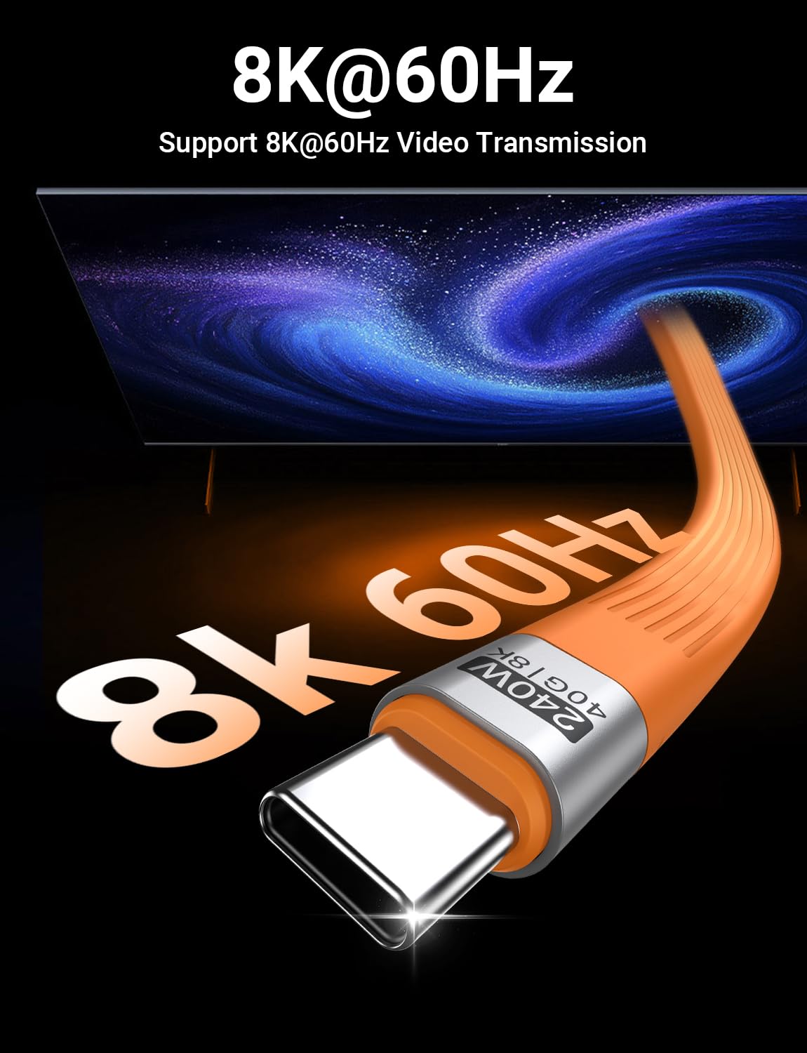 Detalle de VAFOTON PD 240W Short USB-C Cable: 6-Inch Power, 40Gbps Data, 8K60 Video, Thunderbolt 3/4 Ready