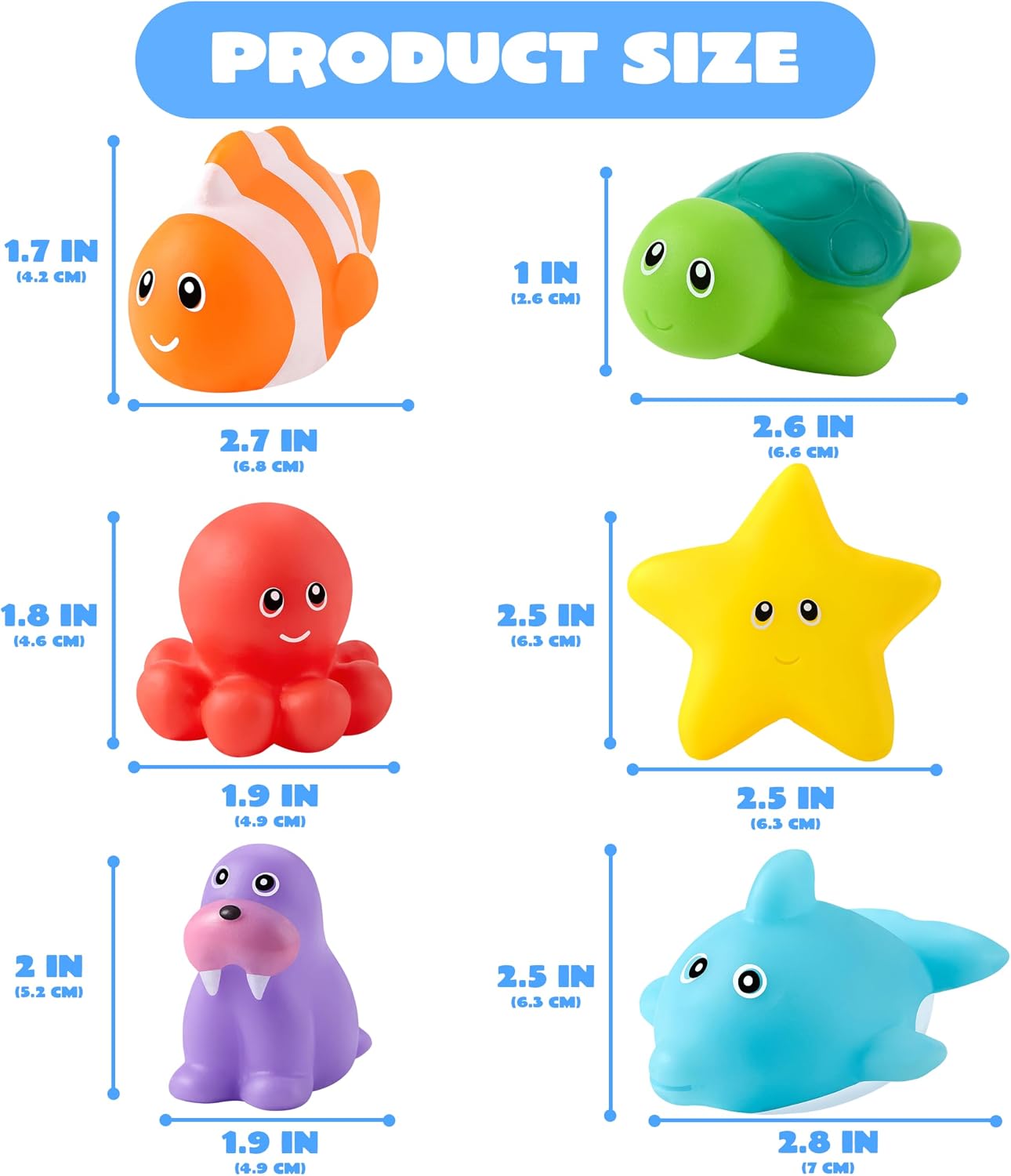 Detalle de JOYIN 6 Pcs Sea Animal Bath Toys: Sealed, No-Hole, Mold-Free, Soft Water Vehicles for Kids