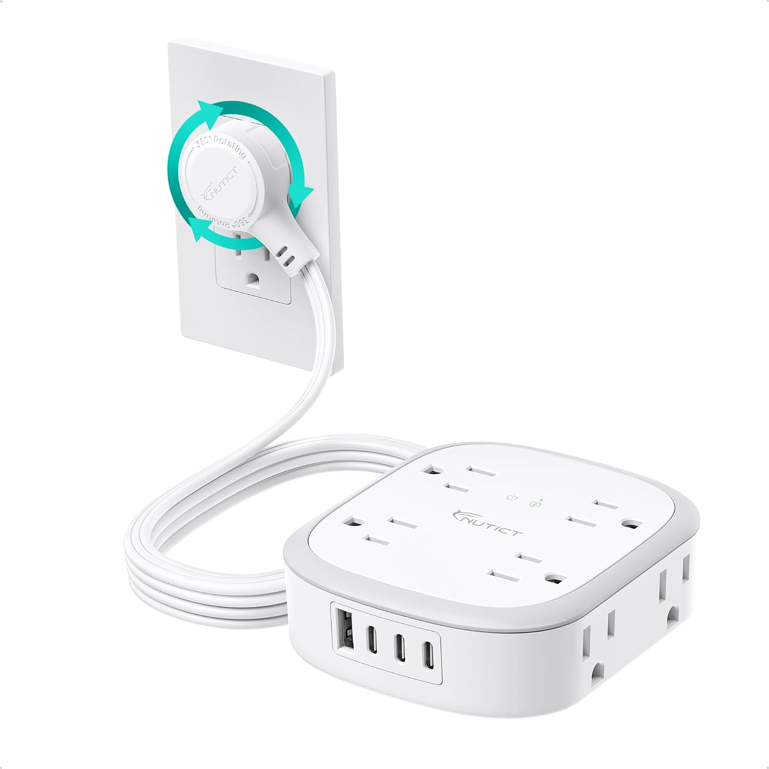 Detalle de NUTICT NT-PS-NA02 Surge Protector Power Strip, 8 AC Outlets, 4 USB Ports