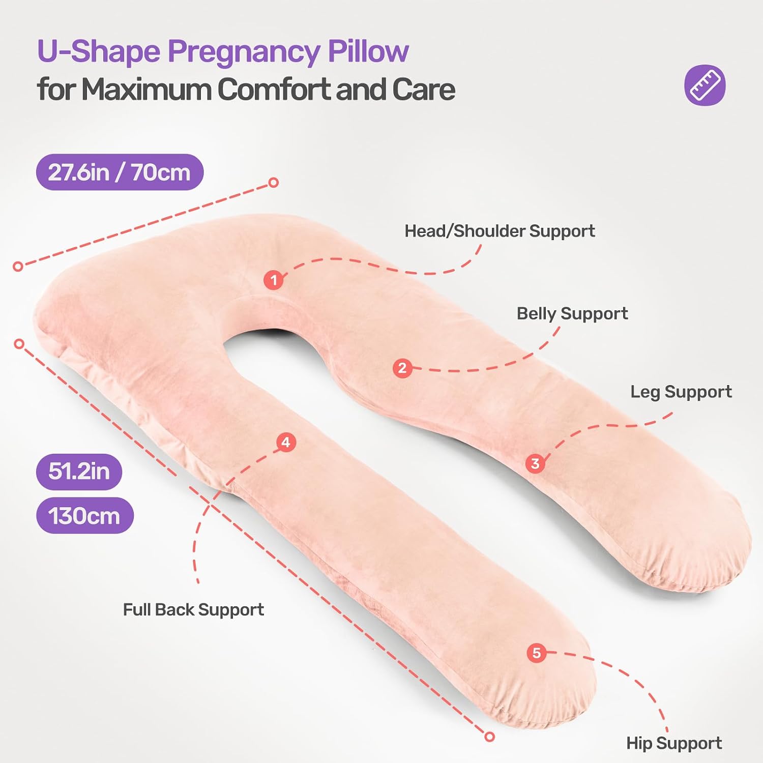 Detalle 2 de Nuliie NEMM002AA U-Shaped Pregnancy Pillow with Washable Velvet Cover