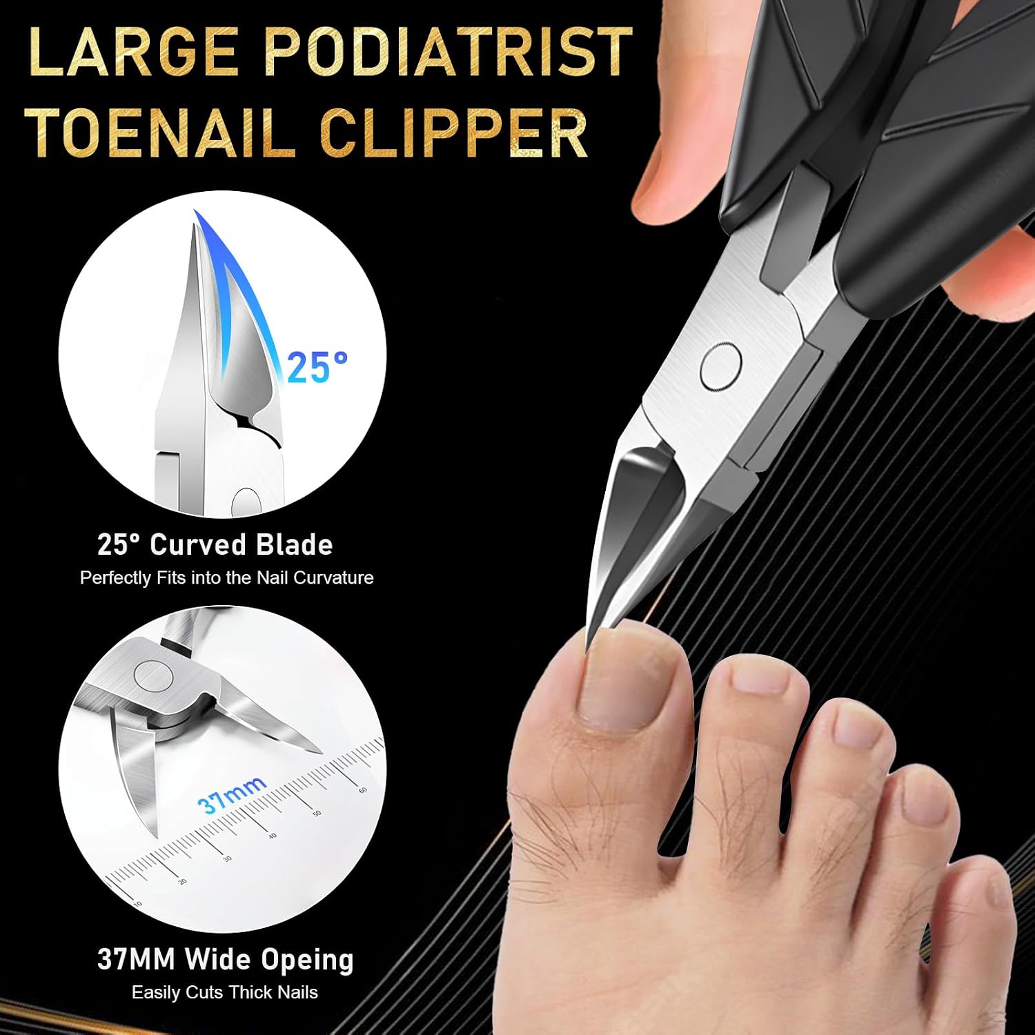 Detalle de DUAIU 7-piece toenail clippers set for thick and ingrown nails with 360° rotating head