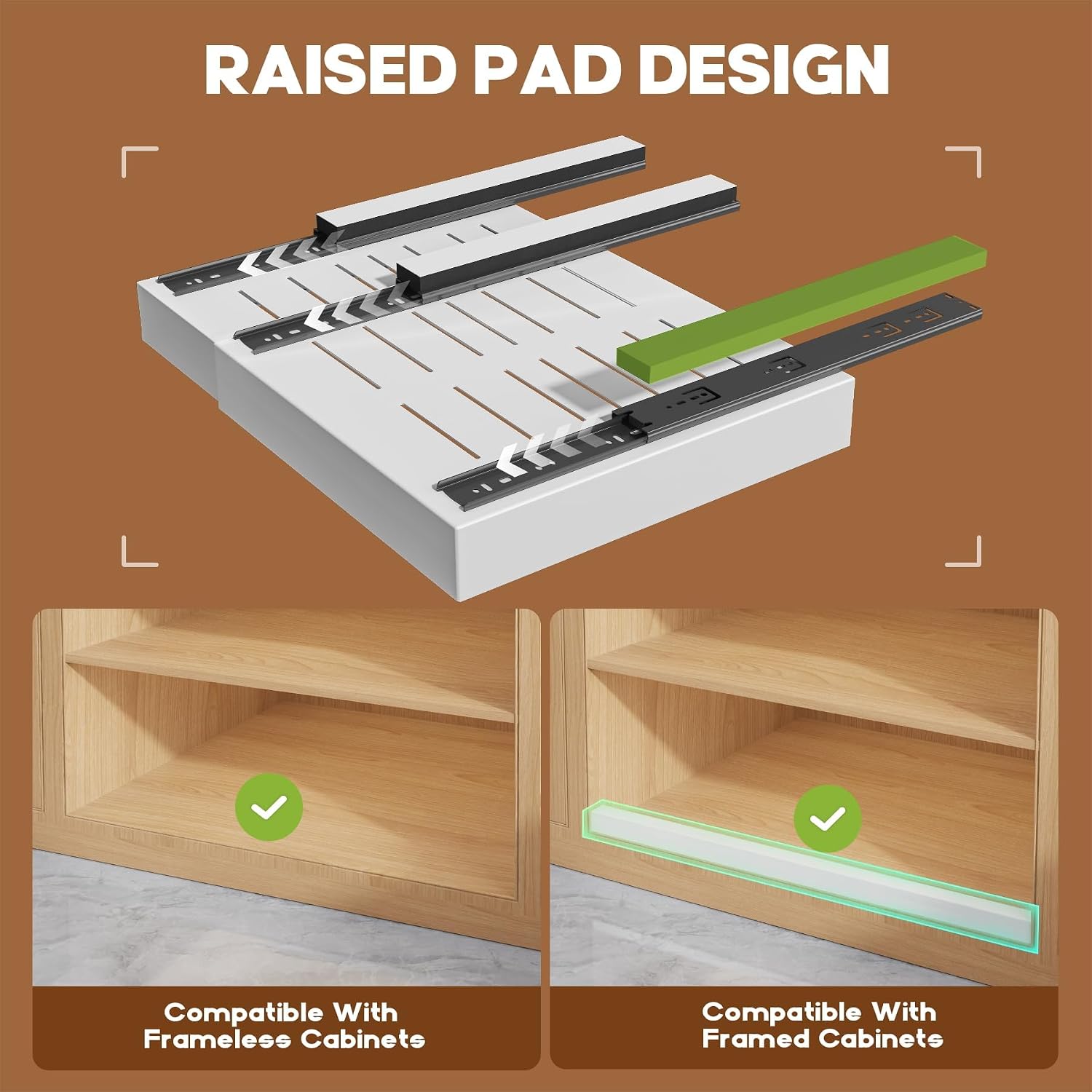 Detalle de Seinloes 4-Pack Expandable Pull-Out Cabinet Organizer (15.1"–26.3" Wide, Up to 21" Deep)