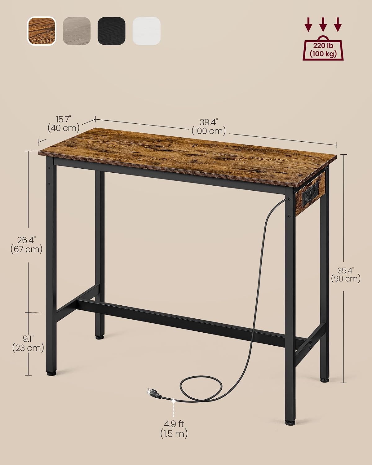 Detalle de VASAGLE Bar Table, 39.4-Inch Width