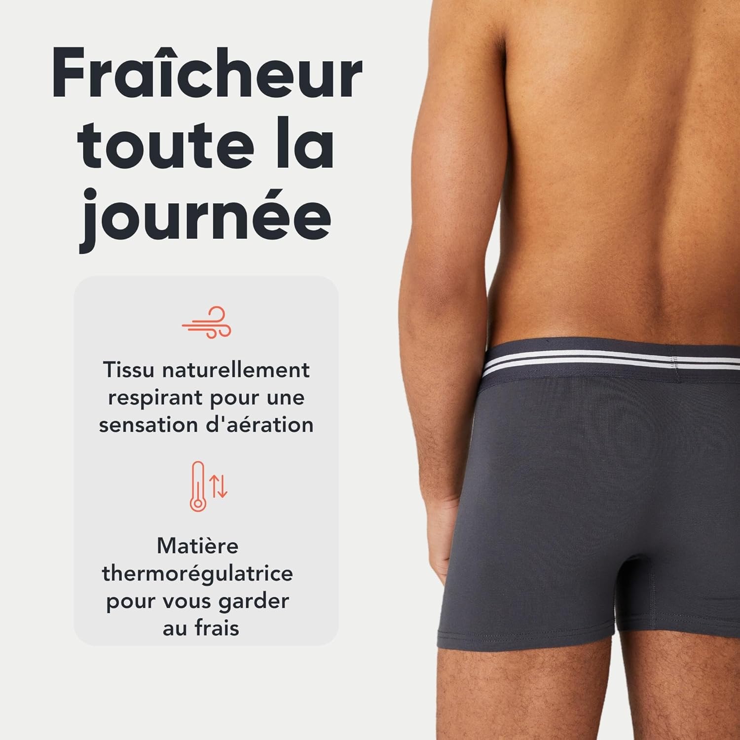 Detalle de FM London – Lot de 5 Boxers très Doux en Bambou, sans étiquette, coupe élastique, pour Homme
