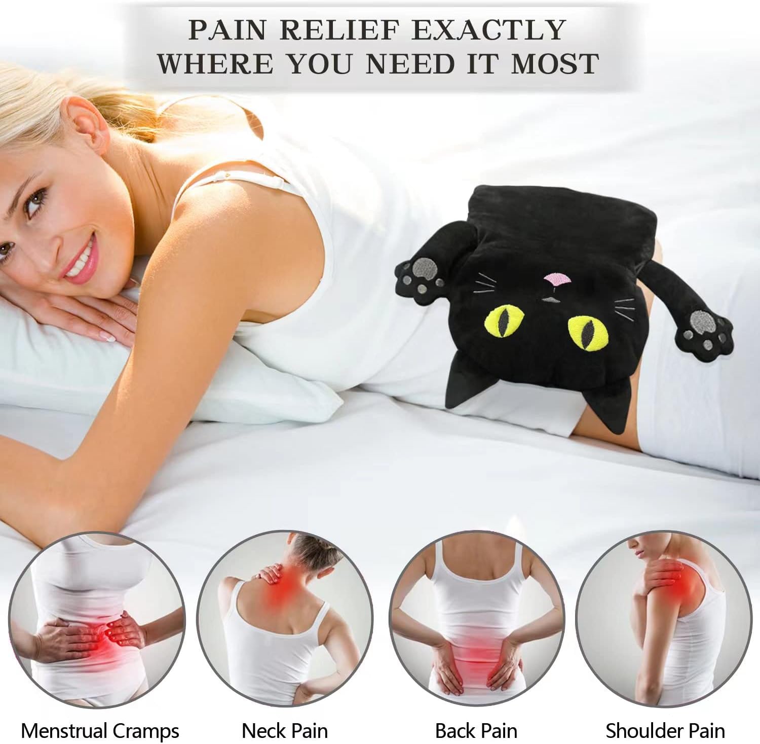 Thumbnail 3 de Cuckool 17" x 9" Black Cat Microwave Heating Pad with Flaxseed and Lavender
