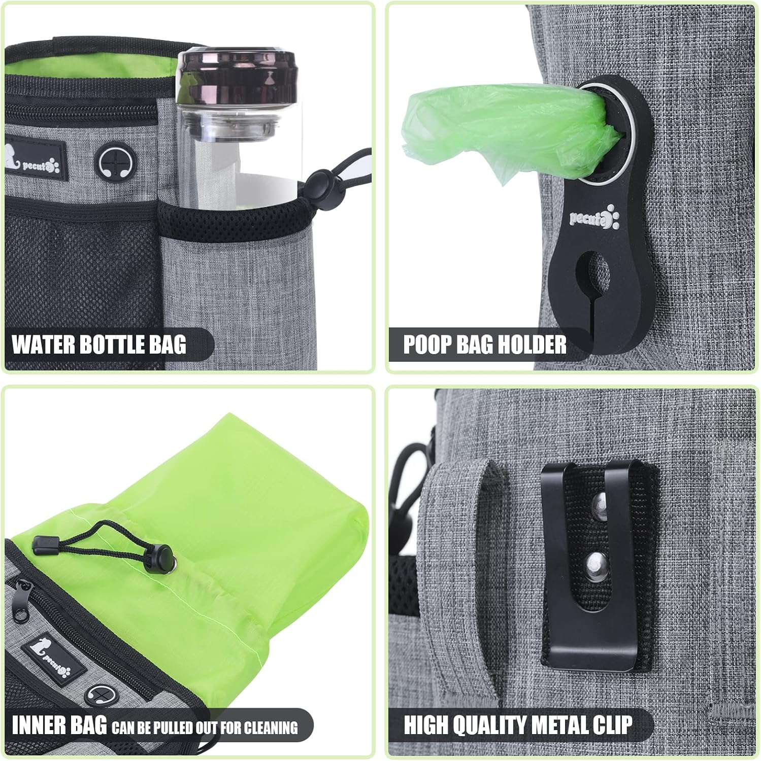 Detalle 2 de pecute Large Dog Treat Pouch Bag 3-way, waterproof