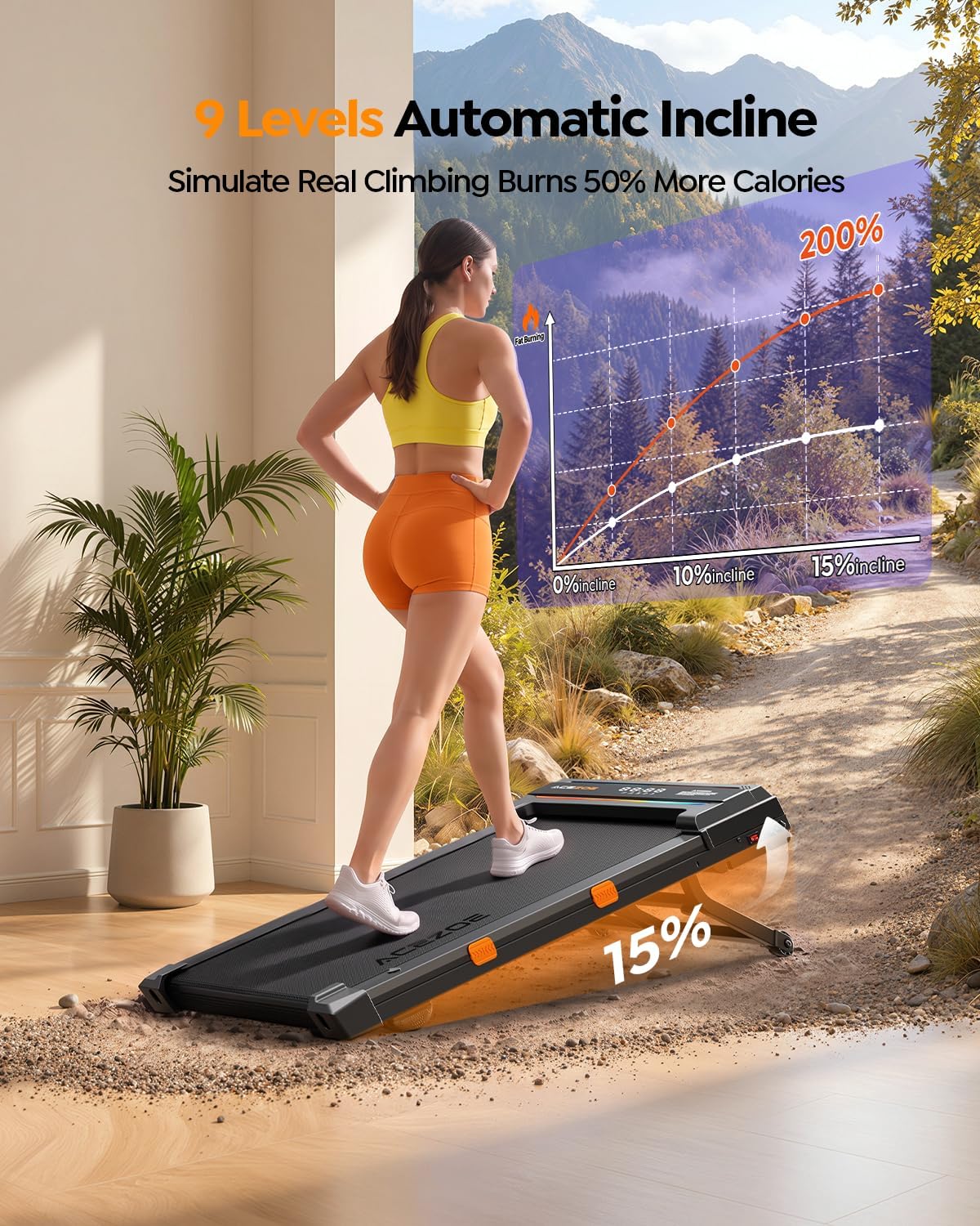 Thumbnail 1 de Acezoe S40-4 Walking Pad Treadmill with 15% Auto Incline and Bluetooth Speaker