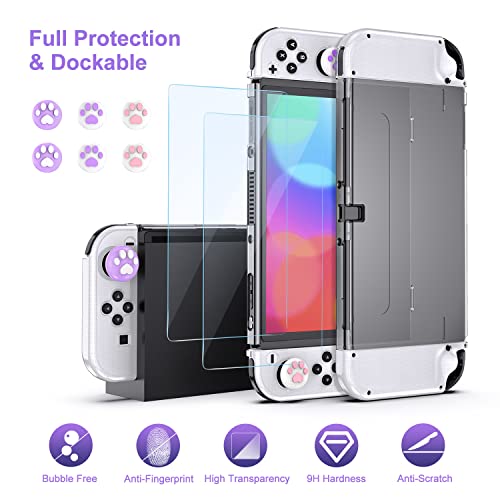 Thumbnail 7 de innoAura Paquete de Accesorios NS Switch OLED - Funda 18 en 1 Carcasa de Juegos de Switch, Protector de Pantalla, Soporte Grips de Mando de Switch,Púrpura