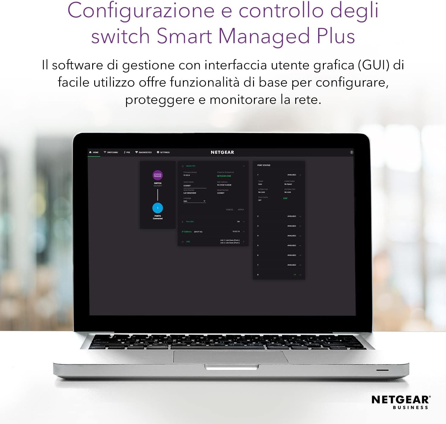 Thumbnail 2 de NETGEAR Switch Ethernet PoE Unmanaged 16 porte GS316P: 16 PoE+ fino a 115 W