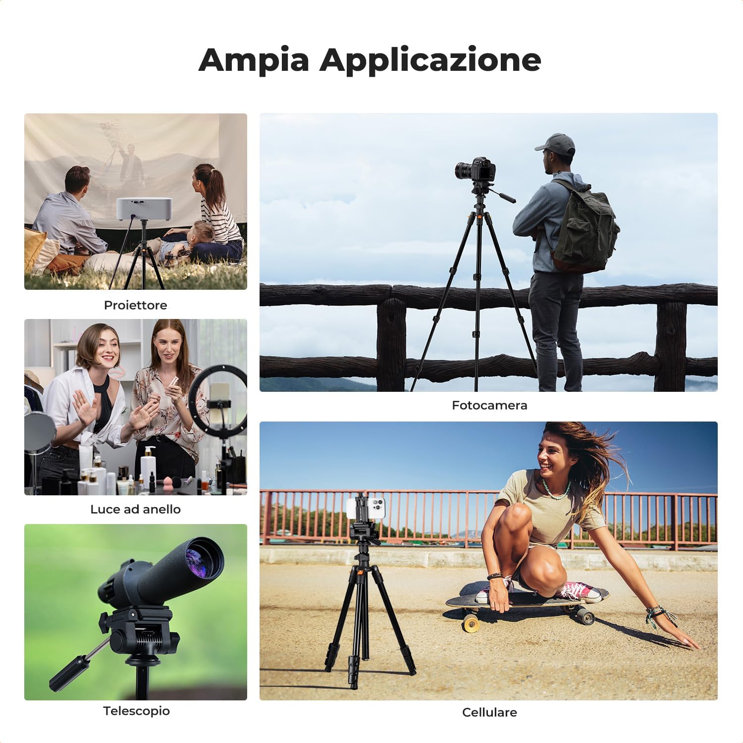 Thumbnail 6 de K&F Concept Treppiede Fotocamera 196 cm con Testa BV01 a 3 Vie – Supporto DSLR/Smartphone
