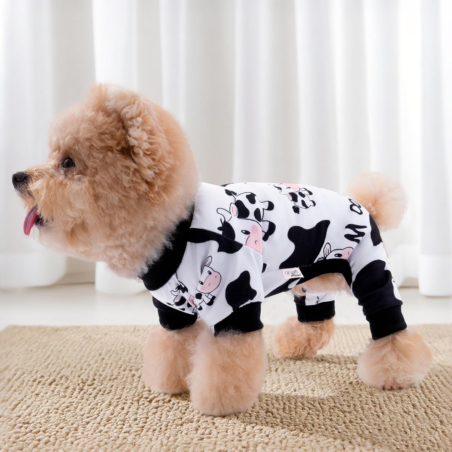 Thumbnail 6 de XPUDAC Medium Cow-Print Dog Pajamas, Stretchy Four-Leg Pet Jumpsuit
