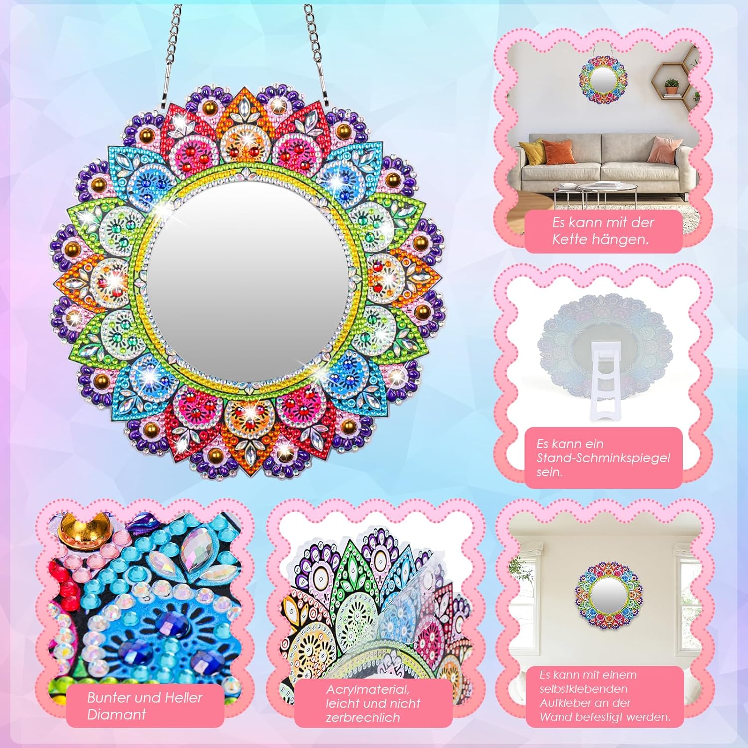 Thumbnail 5 de Geschenk Diamond Painting Spiegel für Mädchen 6–12