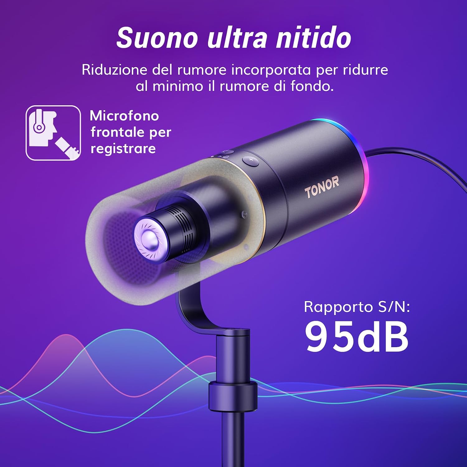 Detalle 2 de TONOR TD520S microfono gaming USB/XLR 200cm