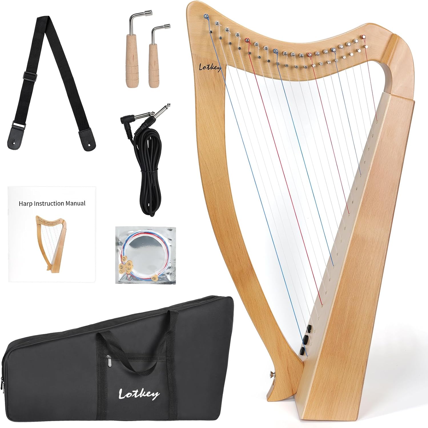 Lotkey Electric Lyre Harp, 19 Strings