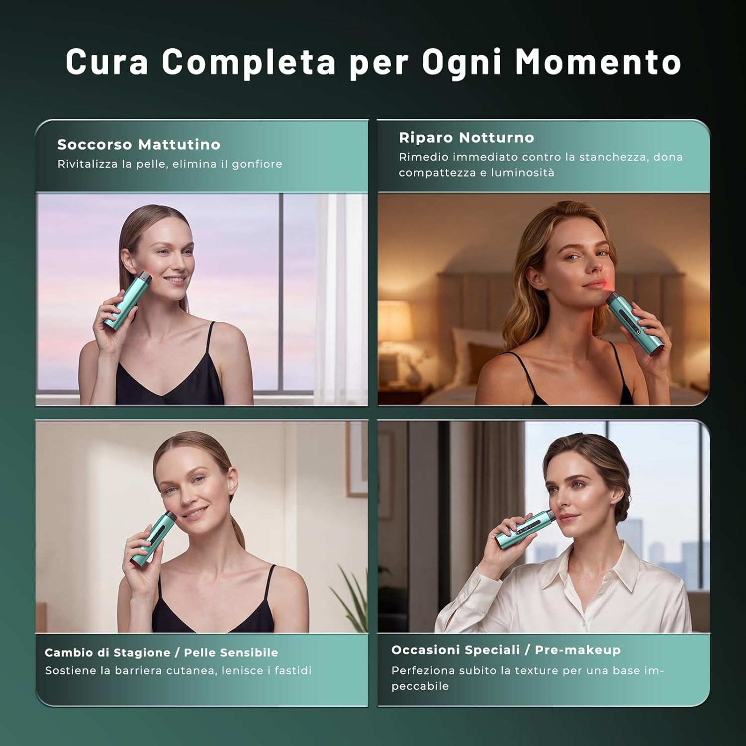Thumbnail 6 de Radiofrequenza Viso Professionale con Microcorrente e LED – Massaggiatore Viso e Collo (verde)