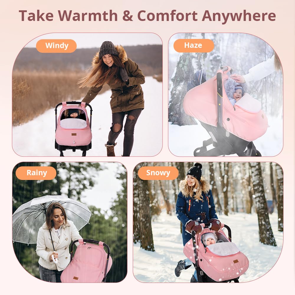 Thumbnail 6 de Bioby Winter Baby Car Seat Cover, Pink, Waterproof with Fleece Lining