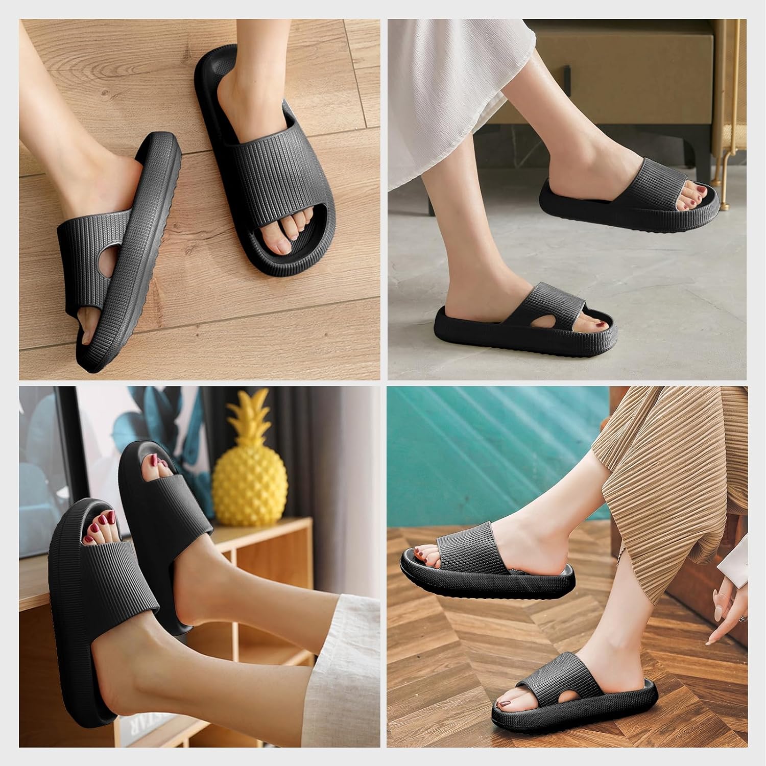 Detalle 2 de HEOAARG Chaussons antidérapants pour homme & femme « nuage » à séchage rapide