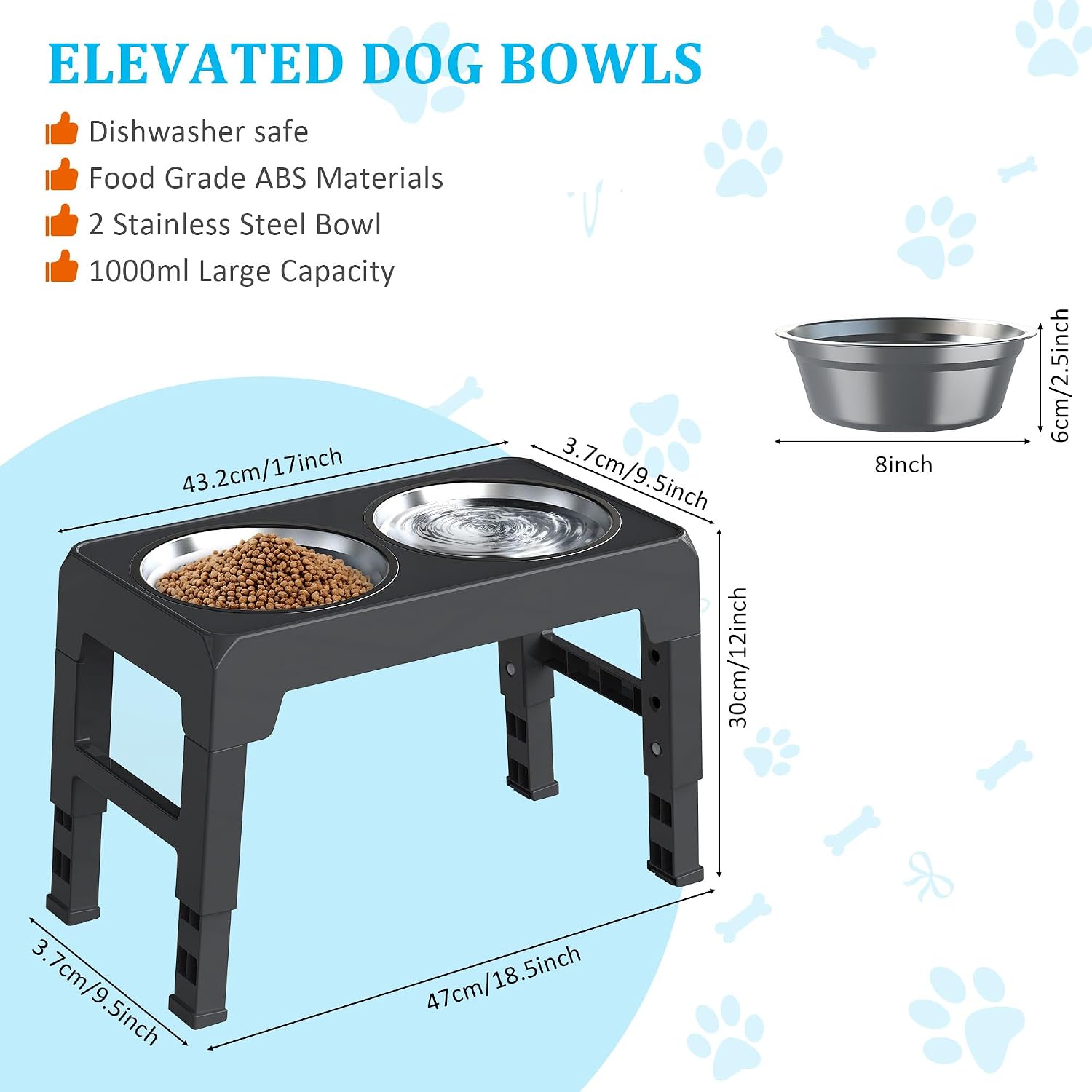 Thumbnail 4 de IOKHEIRA Dog Bowls Stand 4-height adjustable