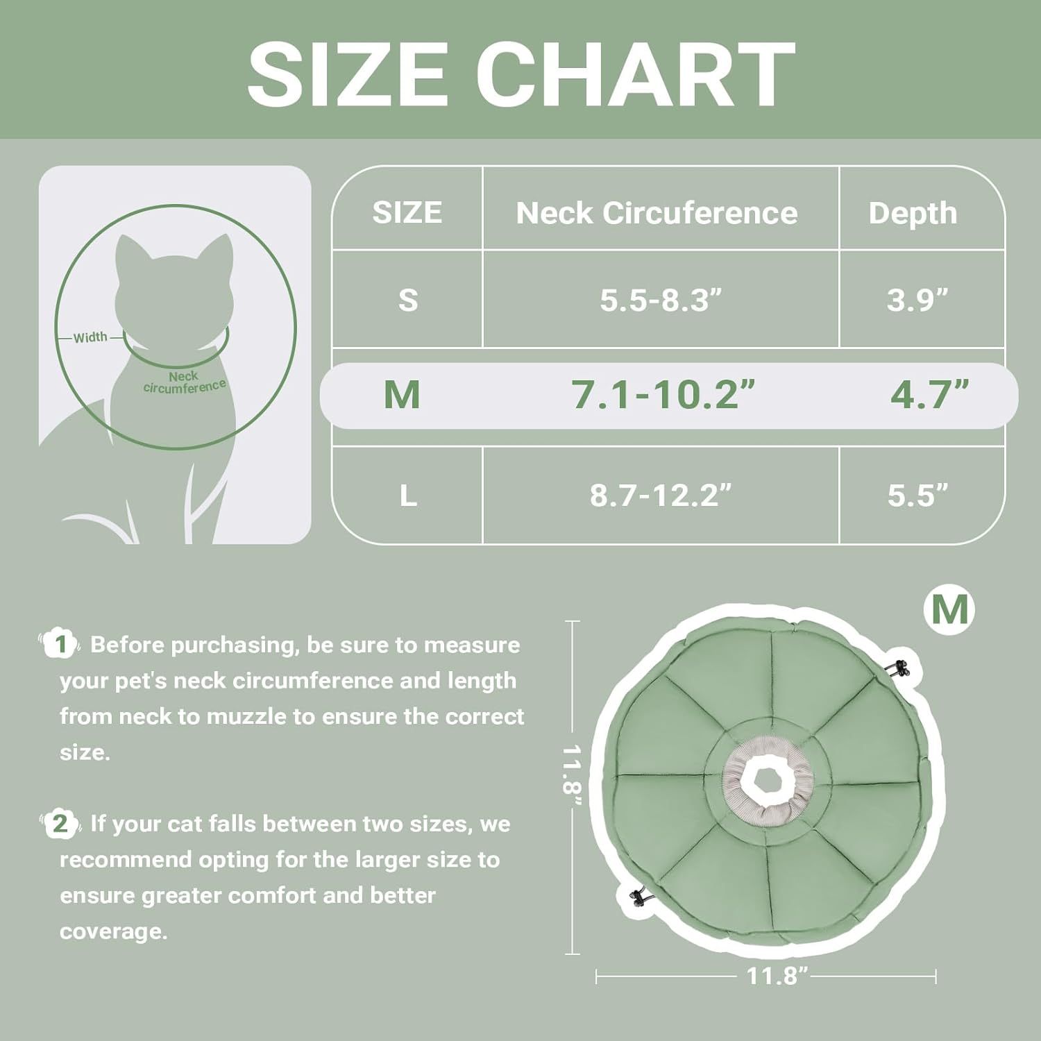 Thumbnail 5 de Supet Soft Cat Cone Collar: Silent, Adjustable Recovery Collar for Cats (Light Green, M)