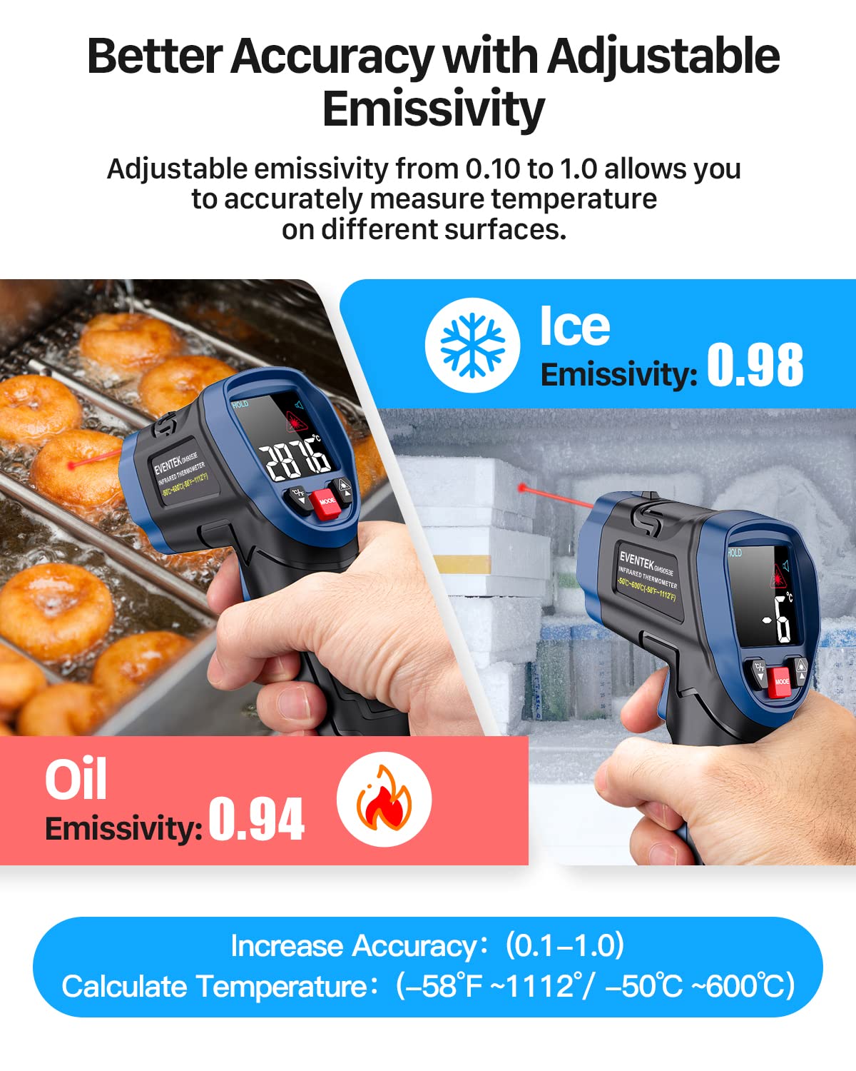 Thumbnail 3 de Eventek Infrarot Thermometer -50°C bis 600°C