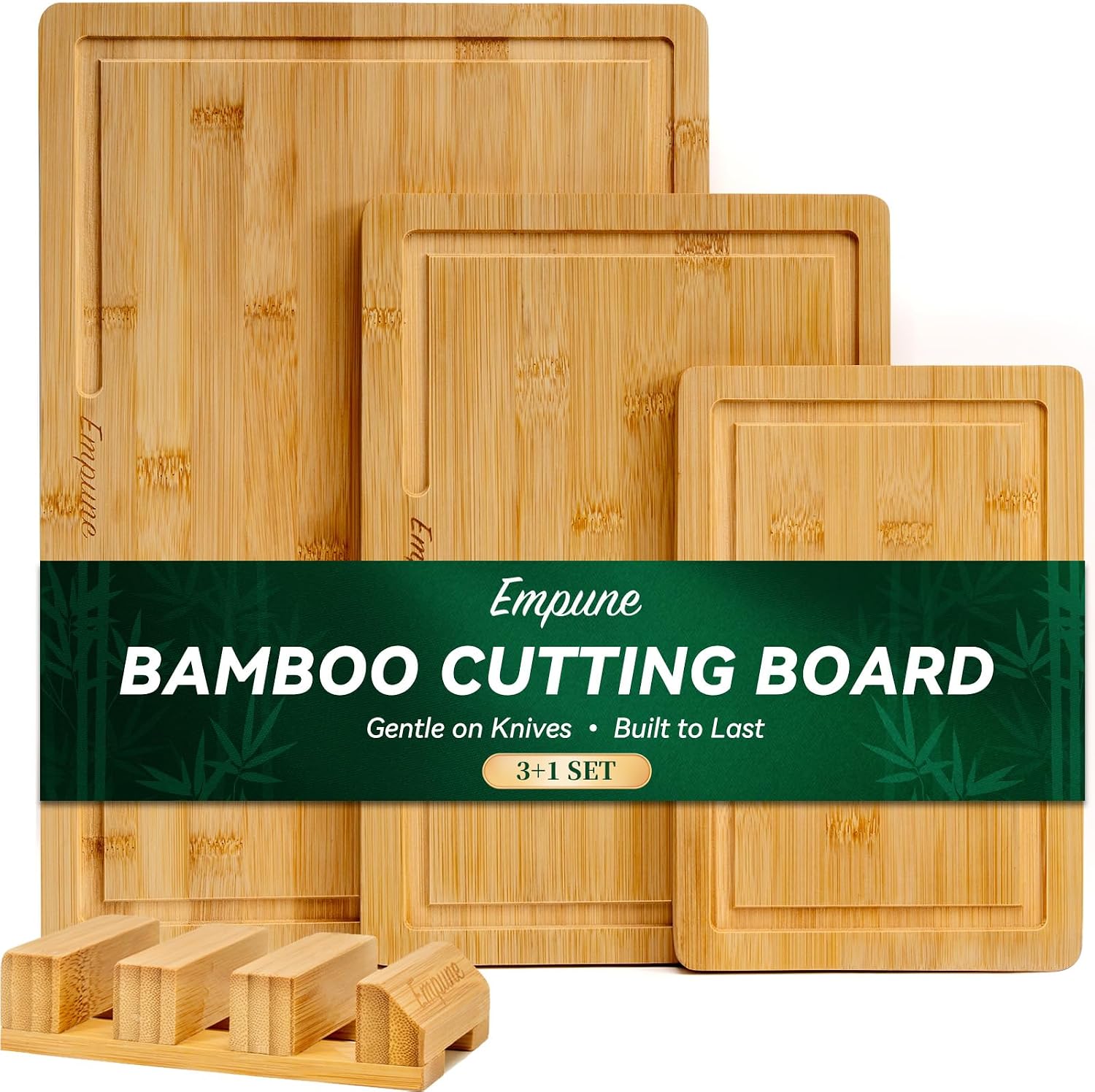 Detalle de Empune Bamboo Cutting Board Set for Kitchen 🍽