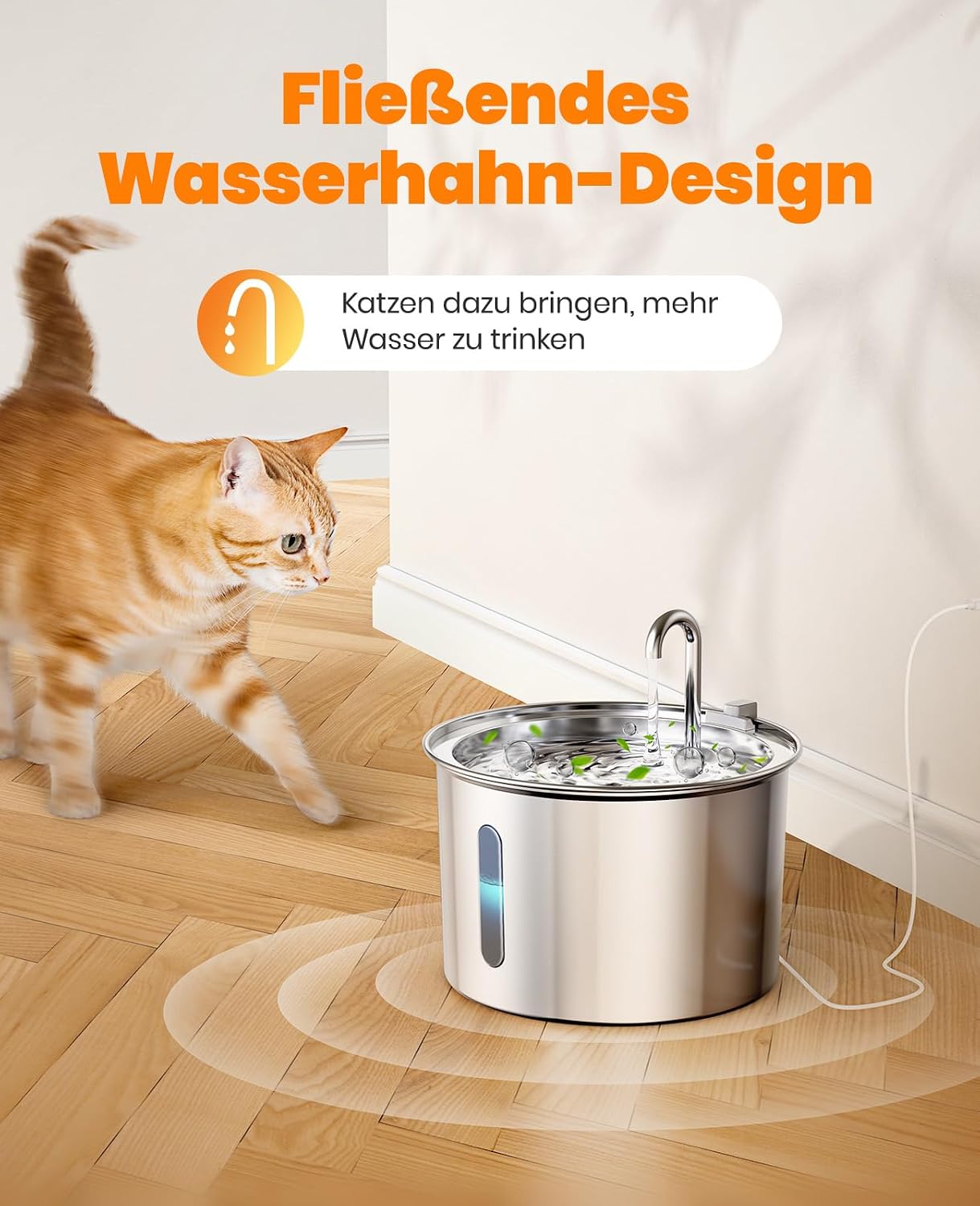 Thumbnail 2 de oneisall Fontaine à eau pour chat en acier inoxydable 304 – 2 l, silencieuse (< 30 dB), LED & 3 filtres
