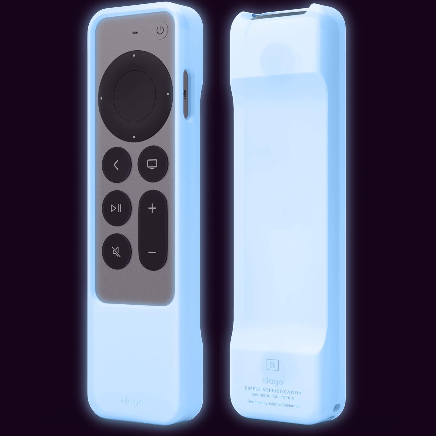 Thumbnail 1 de elago Étui R1 pour Apple TV 4K Siri Remote (3e/2e génération) – coque aimantée en silicone bleu phosphorescent