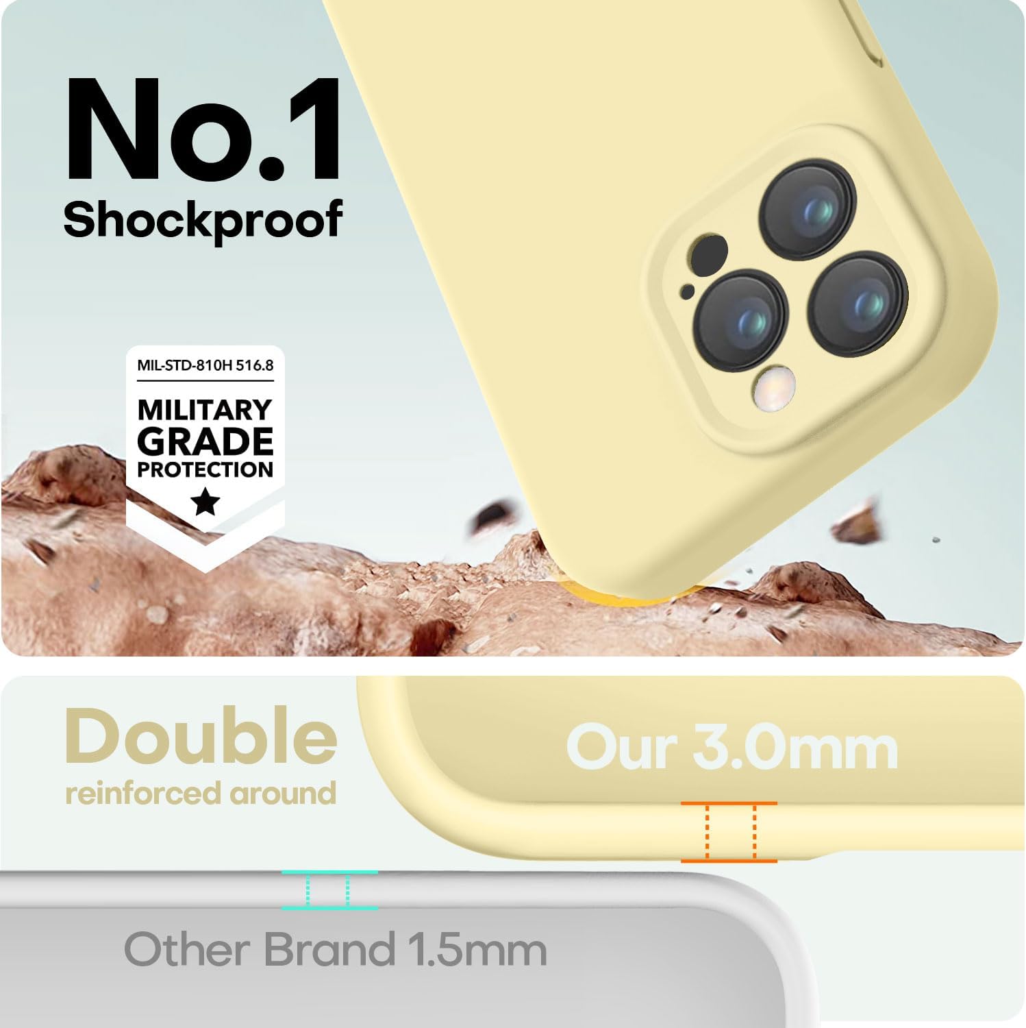Thumbnail 3 de LOVE 3000 Designed for iPhone 16 Pro Case – Premium Silicone with Soft Anti-Scratch Microfiber Lining (Creamy Yellow)