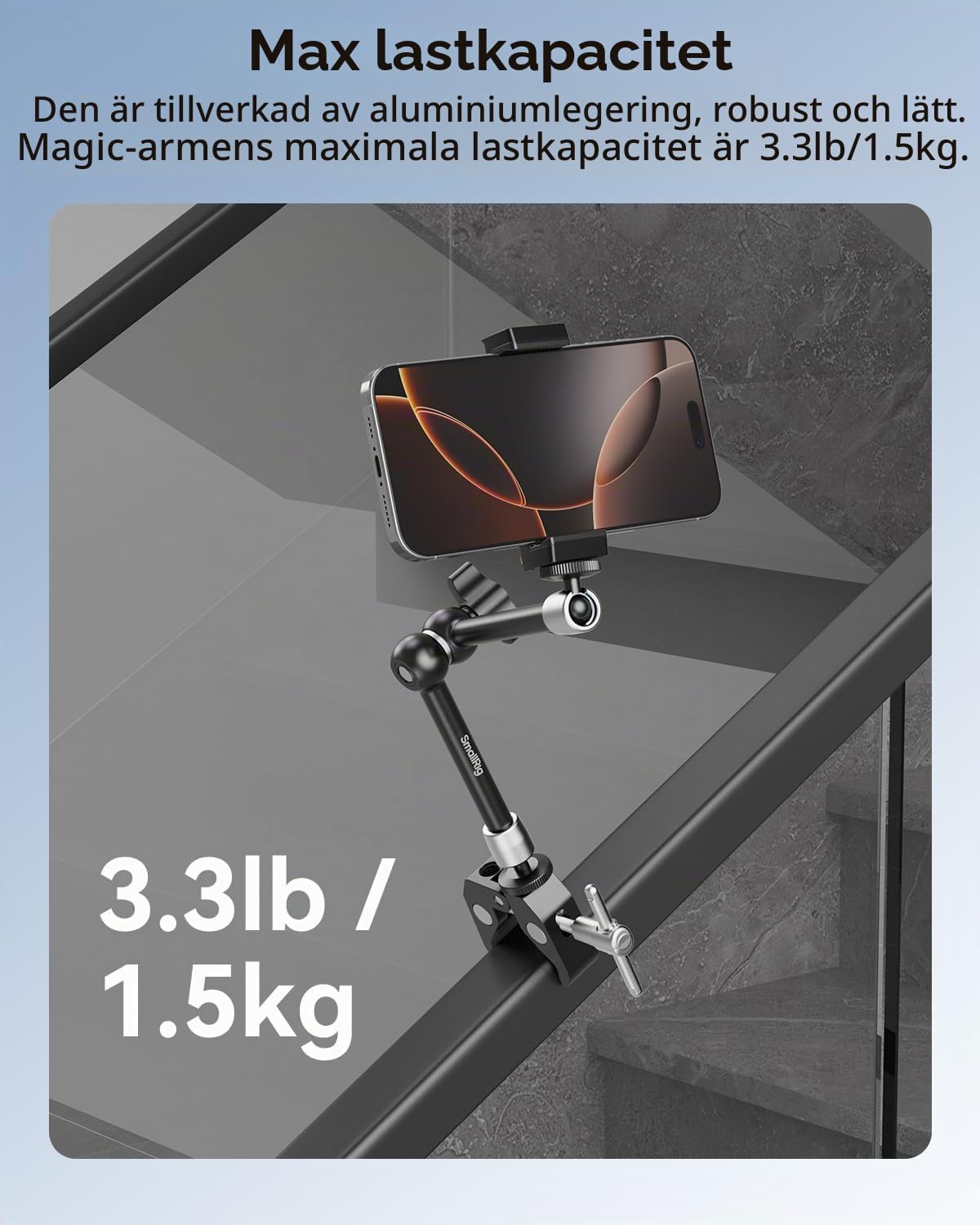 Thumbnail 6 de SMALLRIG 5326 ledad arm med superklämma och mobilhållare