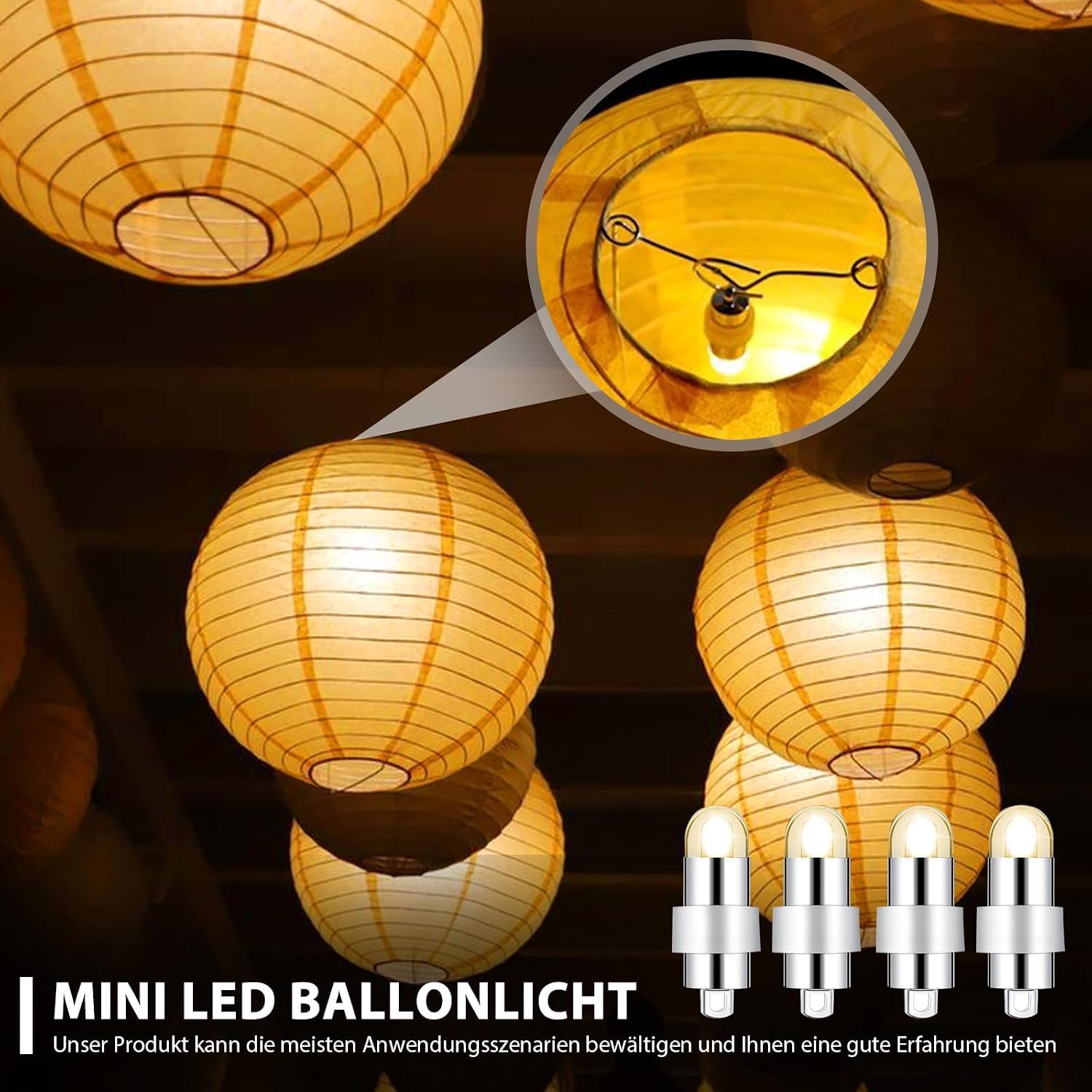 Detalle 2 de HOSPAOP WCL-Q9 mini-ledballonlampjes, 40 stuks, warmwit en waterdicht