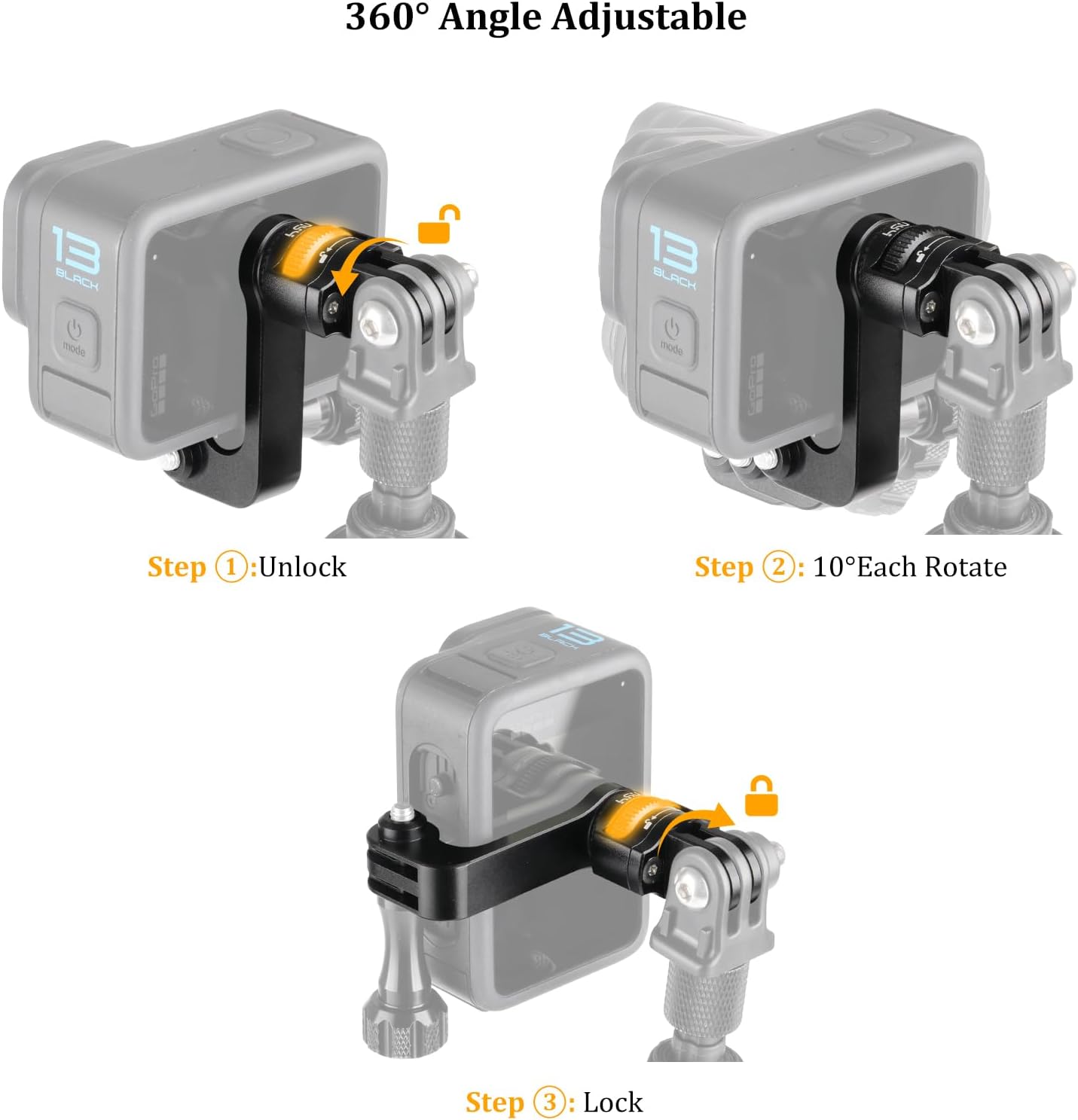 Thumbnail 2 de HSU Action Camera Swivel Mount (360° rotating adapter) for first-person POV shooting
