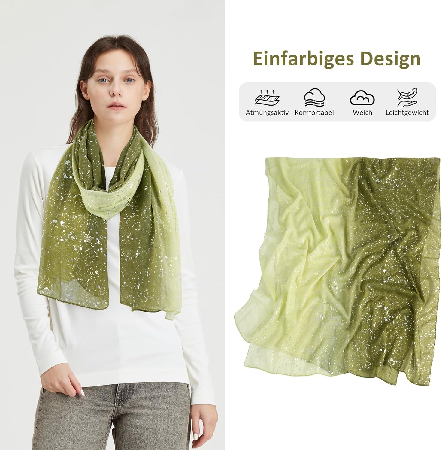 Thumbnail 1 de DAMILY Femmes Foulards Écharpes Longue Imprimé à paillettes – Wraps Châle Été/Hiver