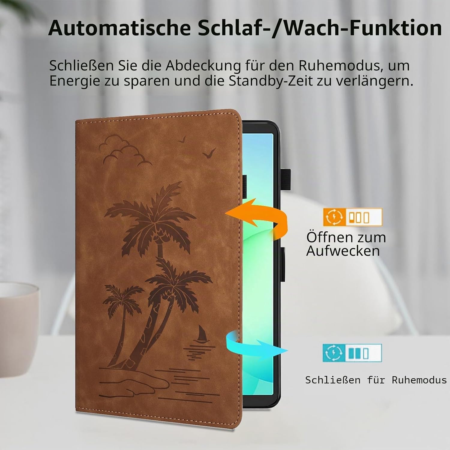 Detalle de Oduio PU-Leder Folio Hülle für Samsung Galaxy Tab A11+/A9 Plus 11" Braun — Standfunktion & Kartenfächer