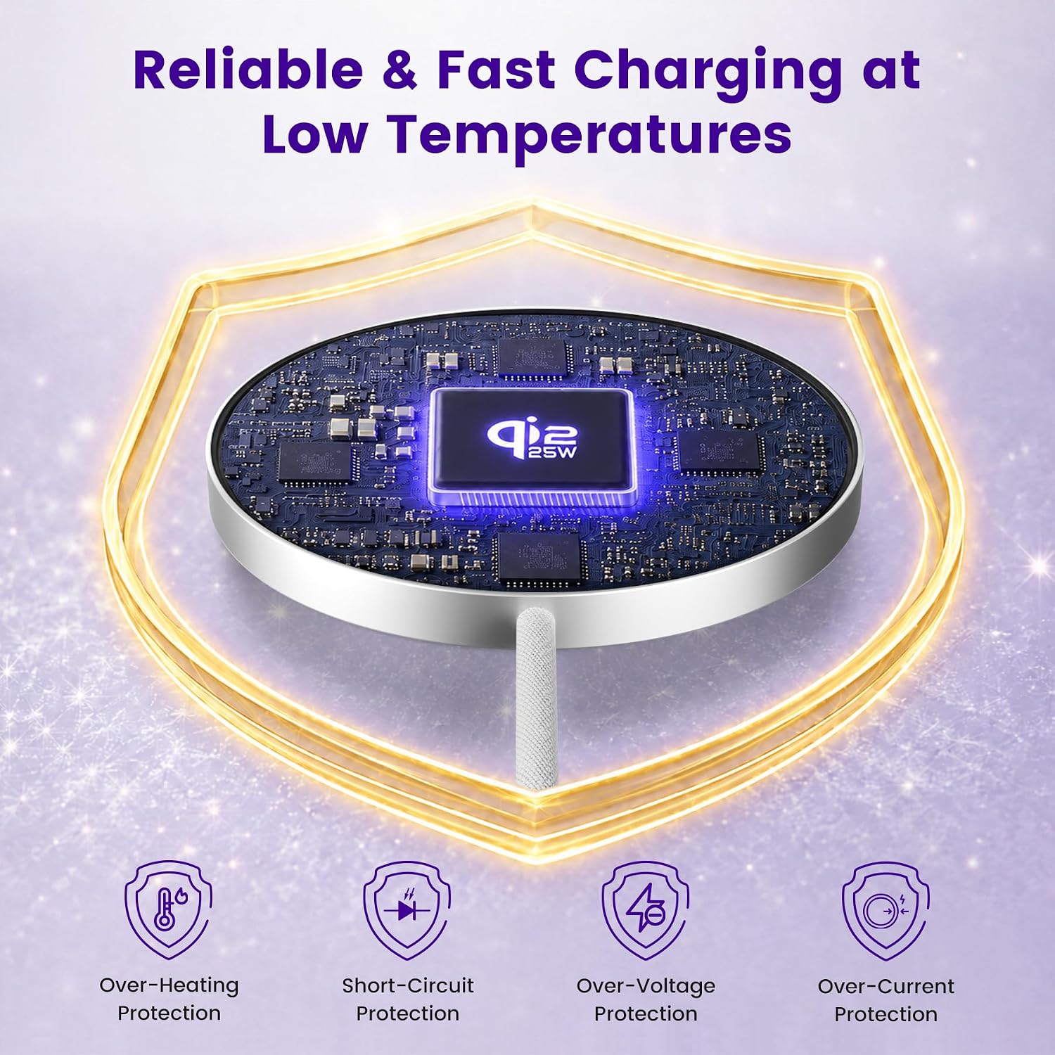 Detalle de 25W Magnetic Wireless Charger: Qi2.2 Fast Charging Pad (2-Pack) for iPhone, Pixel, Galaxy, AirPods – Travel-Ready Magnetic Charging