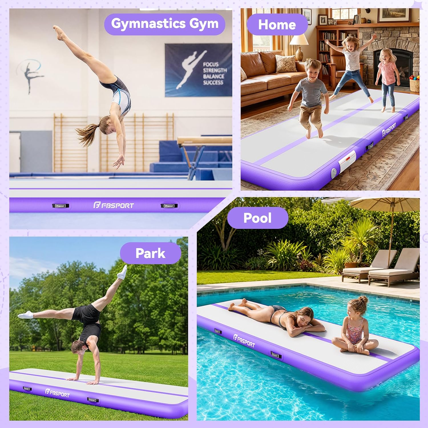 Detalle de FBSPORT Inflatable Gymnastics Mat 500D