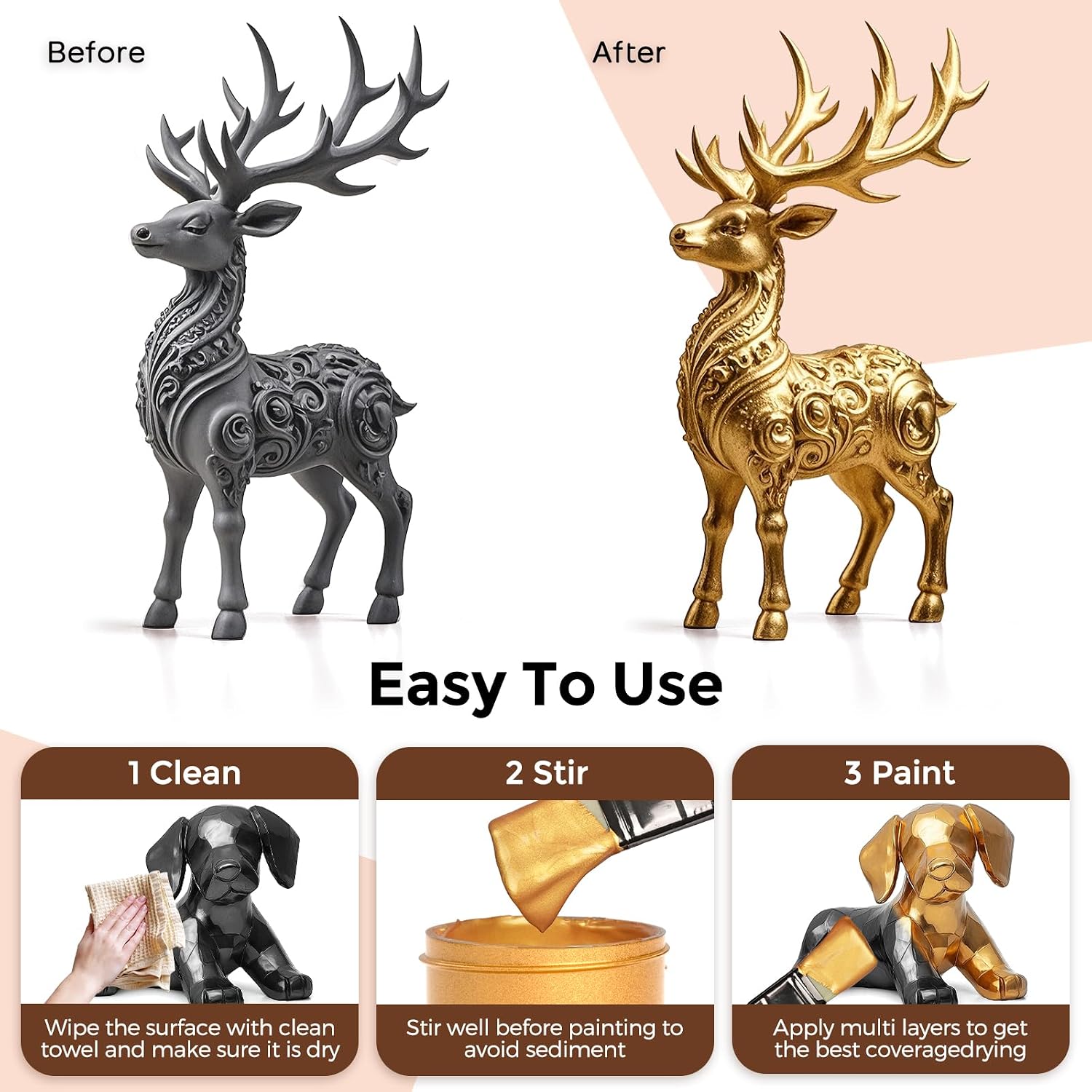 Thumbnail 6 de Nicpro Metallic Gold Acrylic Paint, 4 fl oz (120 ml), Gloss Finish