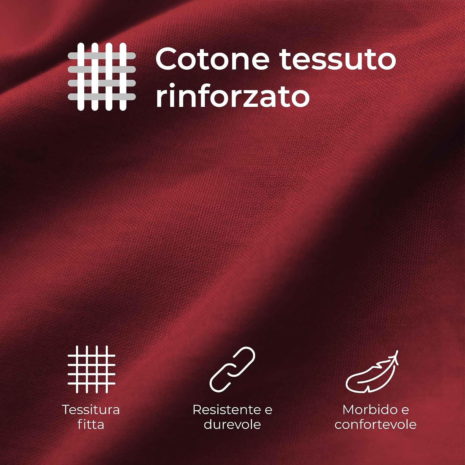 Detalle de Federe 40x145 Cotone Rinforzato (Set da 2) – Dreamzie, Borgogna, 57 Fili/cm², Certificato Oeko Tex
