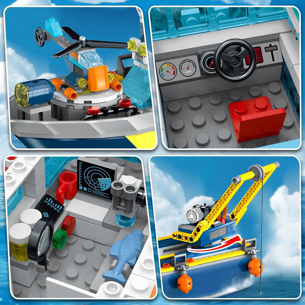 Thumbnail 4 de HiWEEGO City Floatable Boat Building Set with LED Light — Ocean Arctic Explorer Ship Kit (542 pcs)