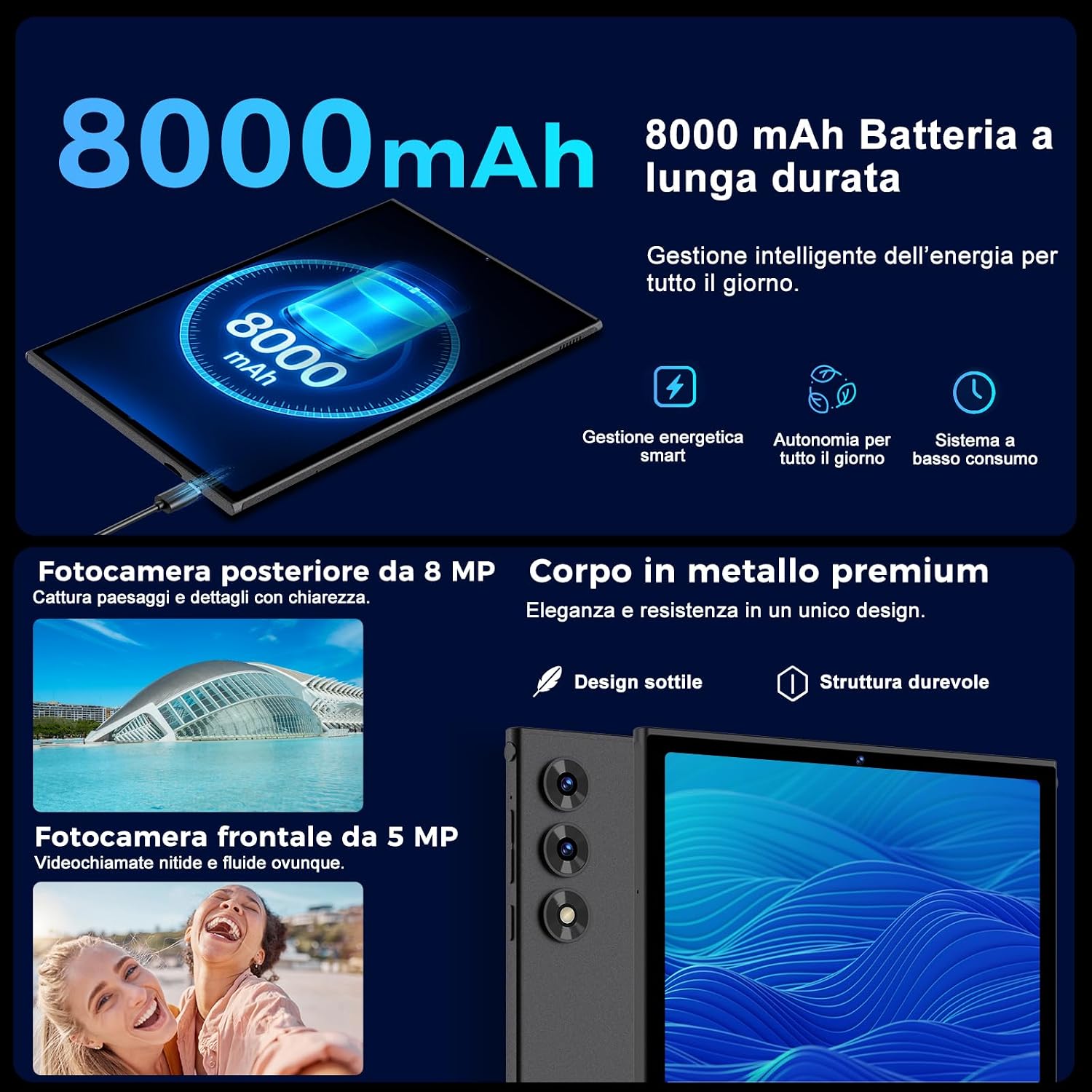 Thumbnail 5 de Tablette SKYEGG K16 Android 15 avec Gemini AI, 10 pouces, 30 Go RAM, 128 Go ROM, 2 To d’extension, WiFi 6 et clavier inclus