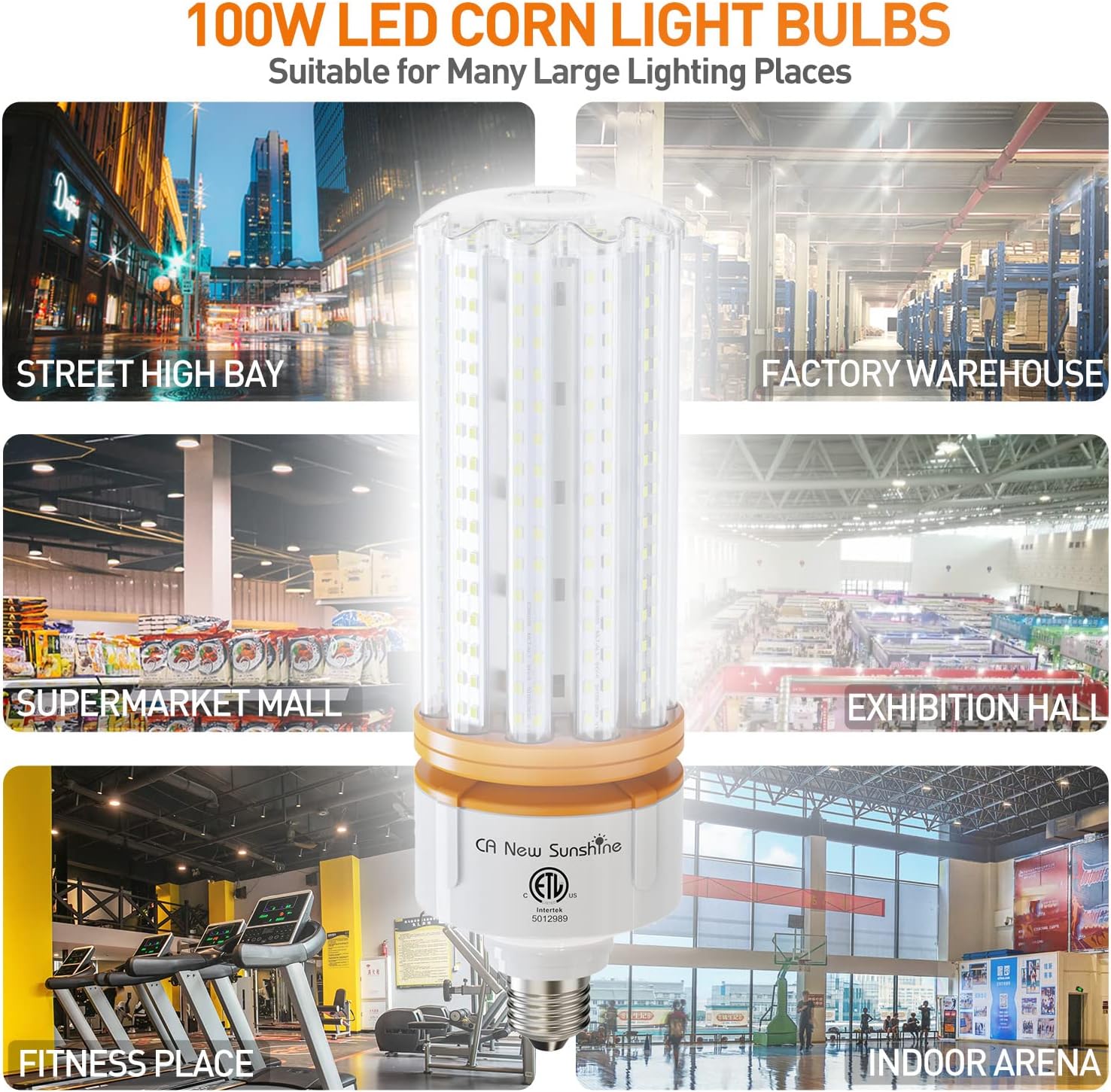 Thumbnail 5 de CA New Sunshine 100W LED Corn Bulbs, 15,000 Lumens, 5000K, 2-Pack