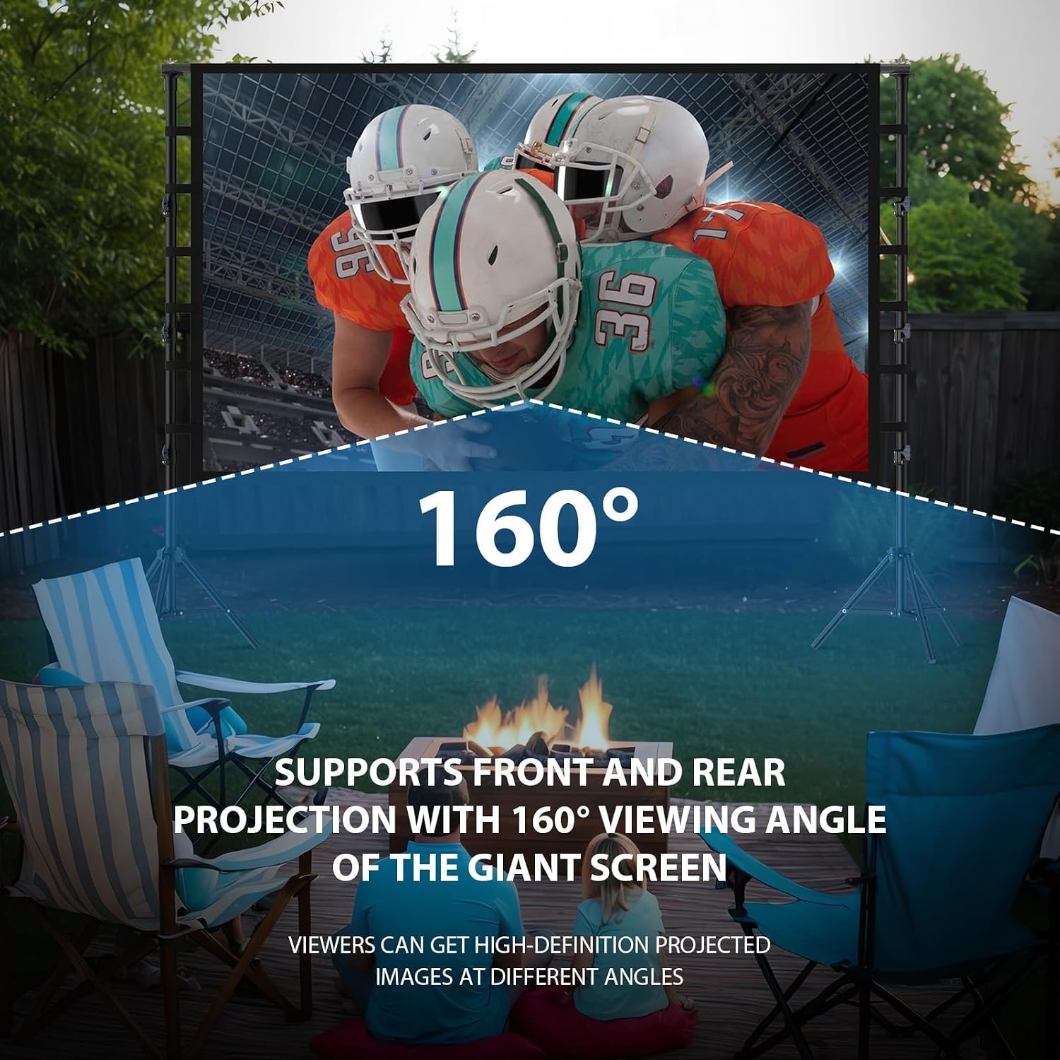 Detalle de LEORFI Beamer Leinwand mit Stativ 180 Zoll (16:9) – tragbar für Outdoor & Heimkino
