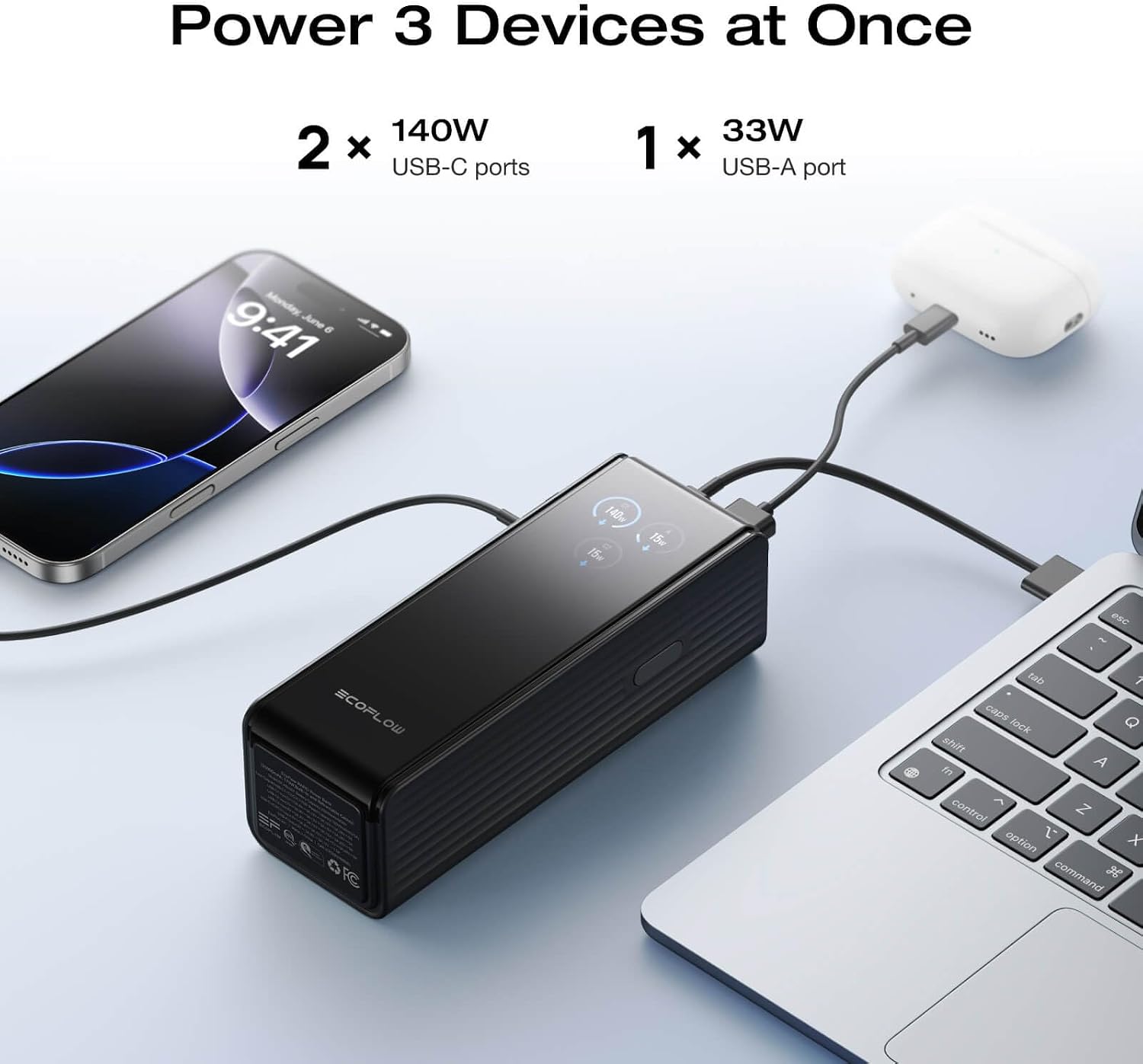 Detalle de EcoFlow Laptop Power Bank 25000mAh 170W with Dual 140W USB-C Ports